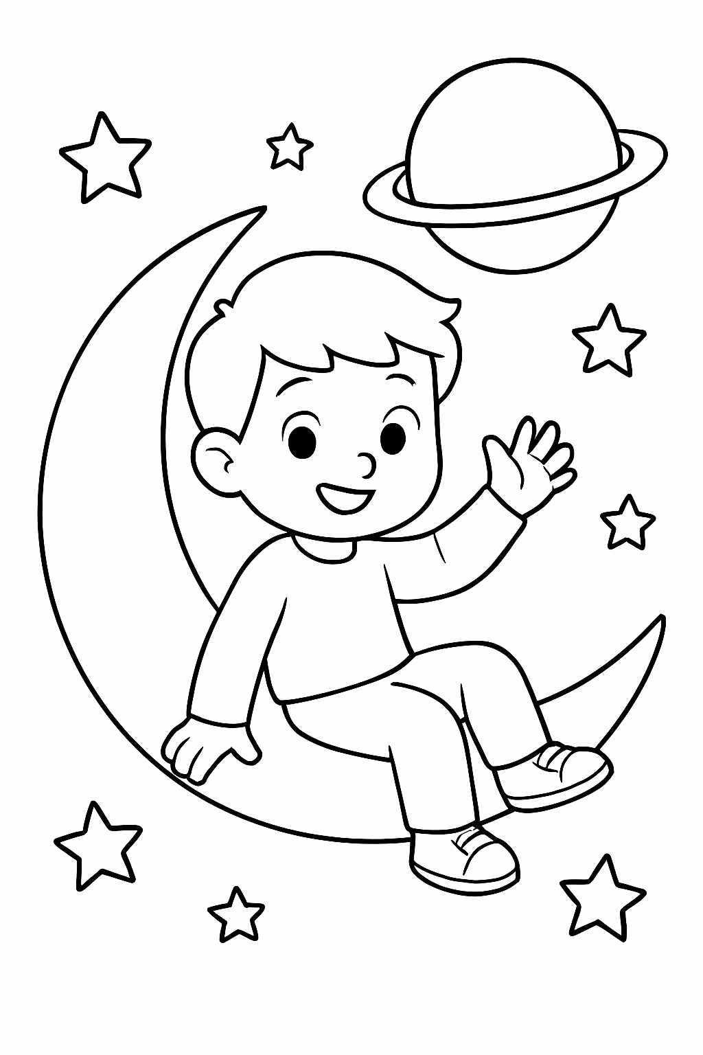 Boi na lua para colorir — desenho para imprimir