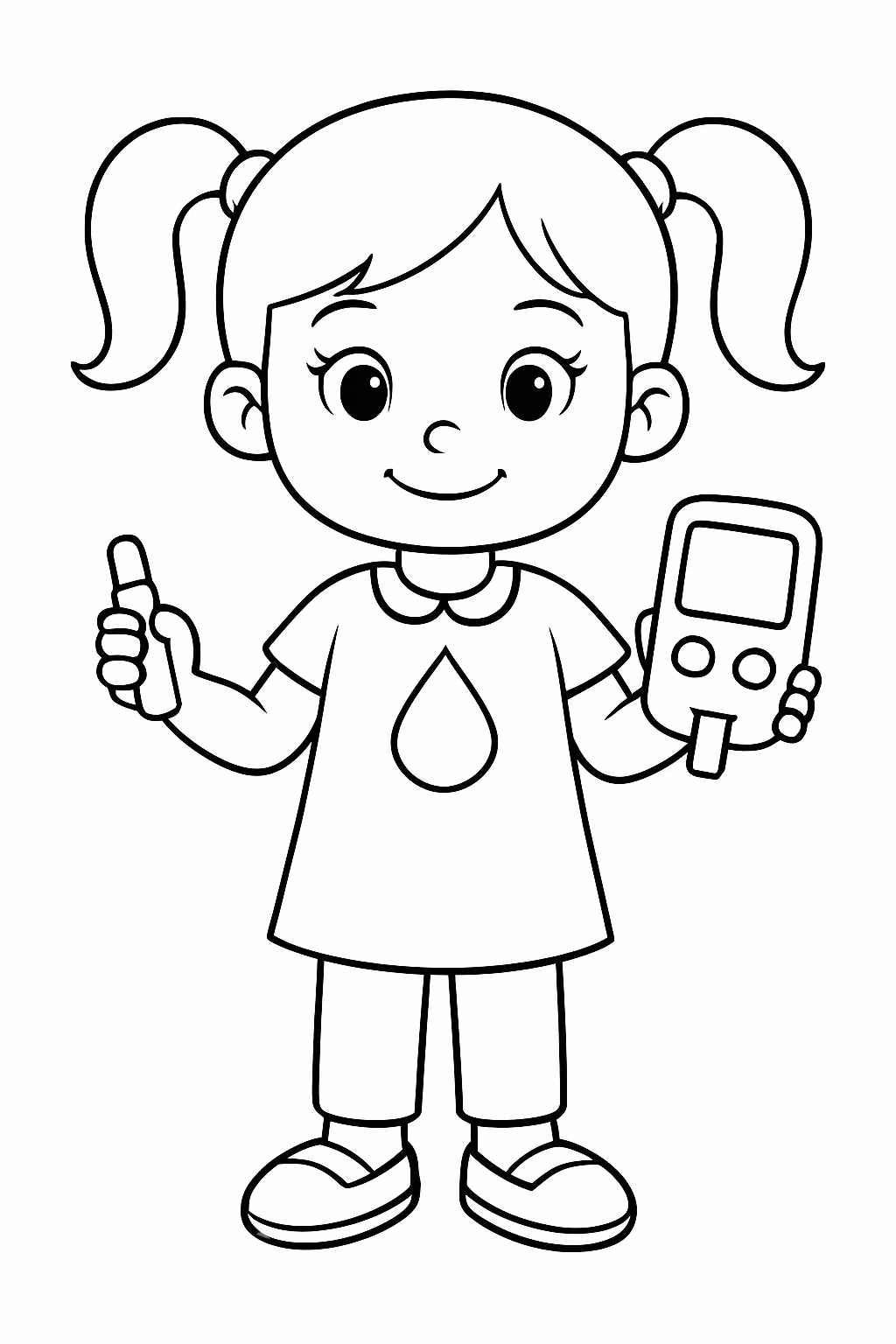 Boneca com diabetes para colorir — desenho para imprimir
