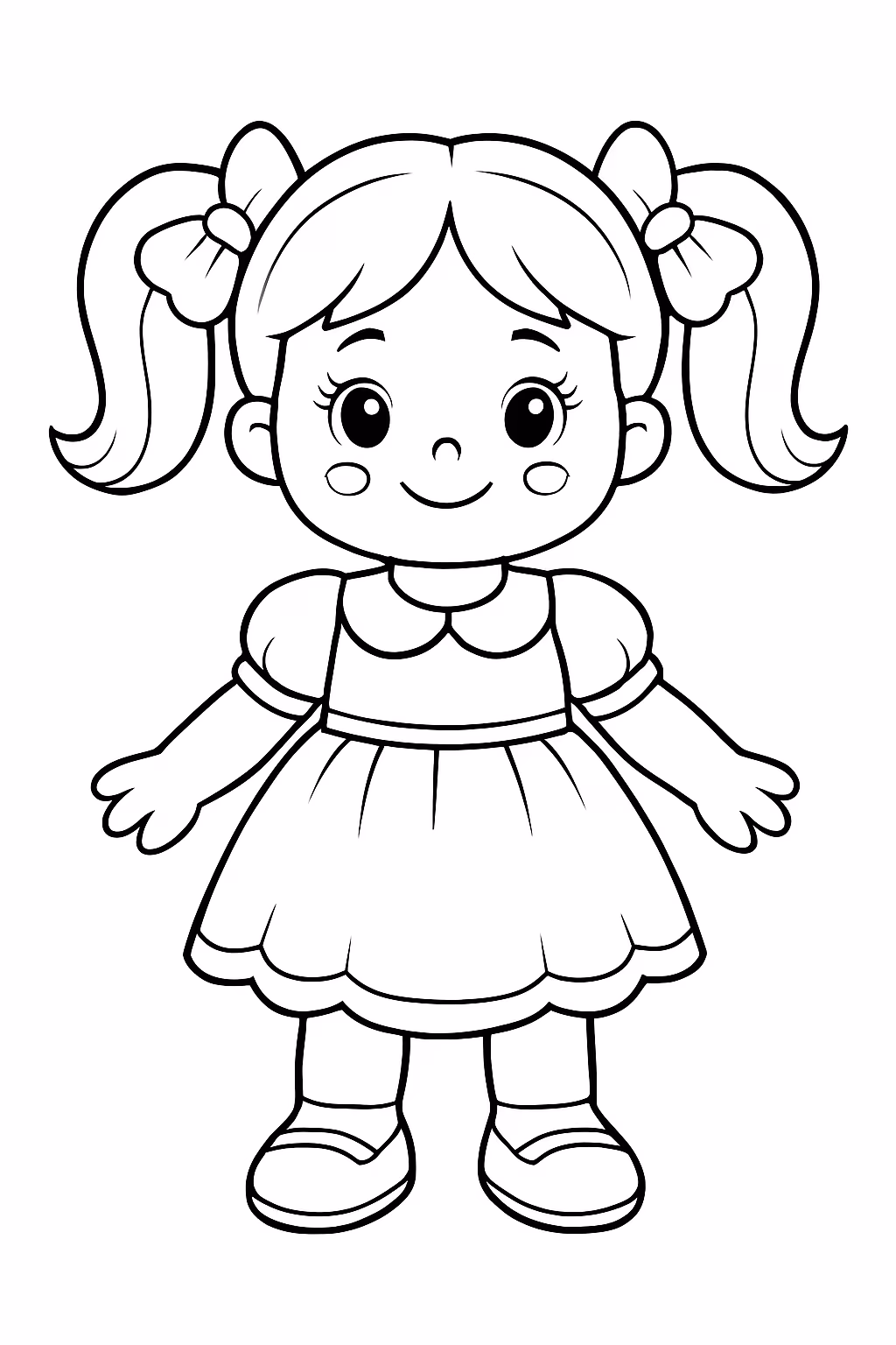 Boneca fofa para colorir — desenho para imprimir