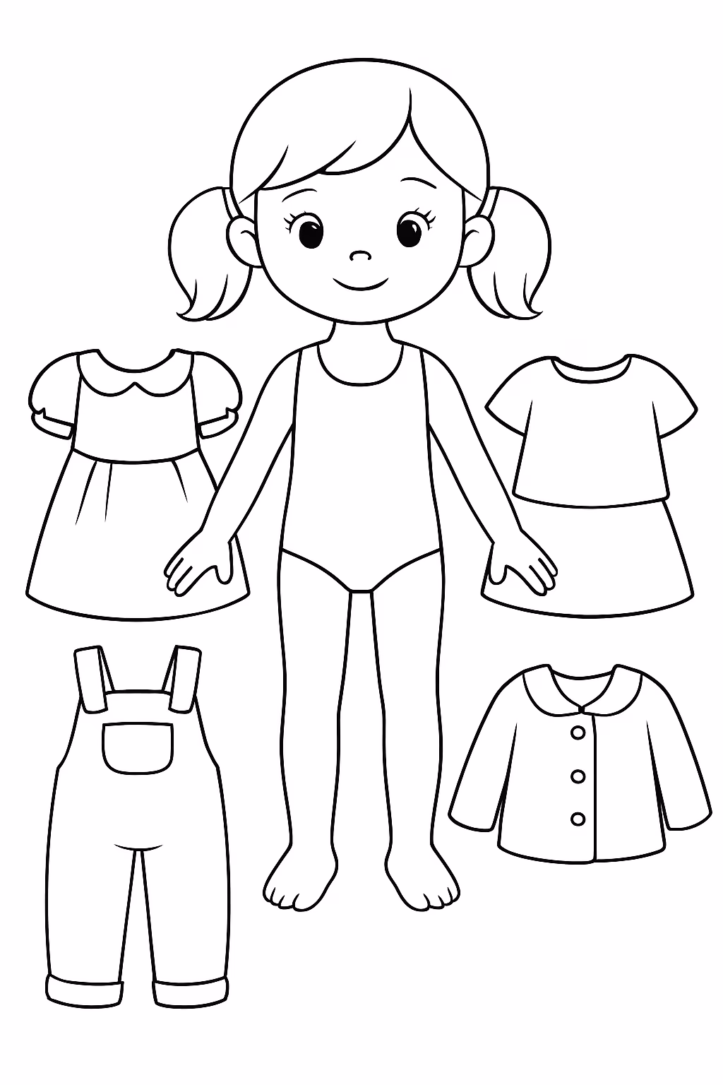 Bonecas colocar as roupinhas para colorir — desenho para imprimir