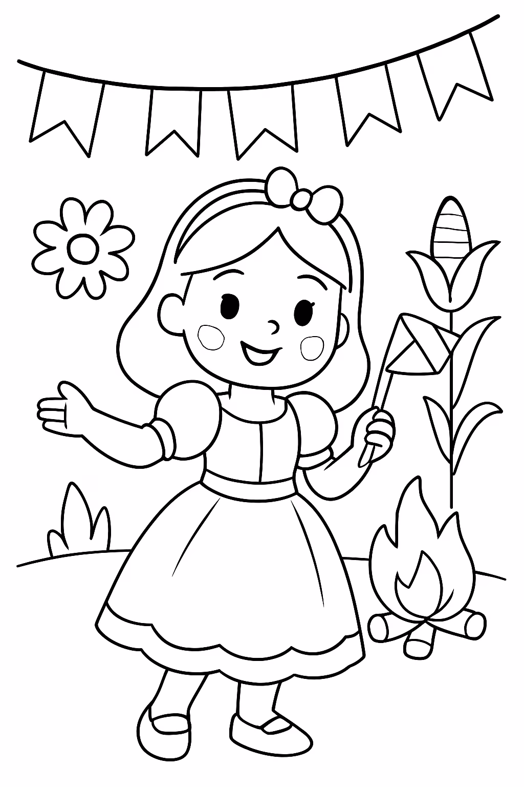 Branca de neve no arraia para colorir — desenho para imprimir