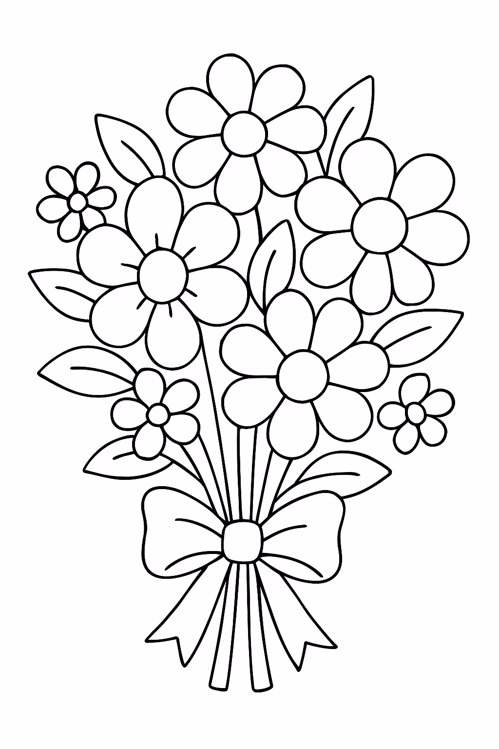 Buque de flores grandes para colorir — desenho para imprimir