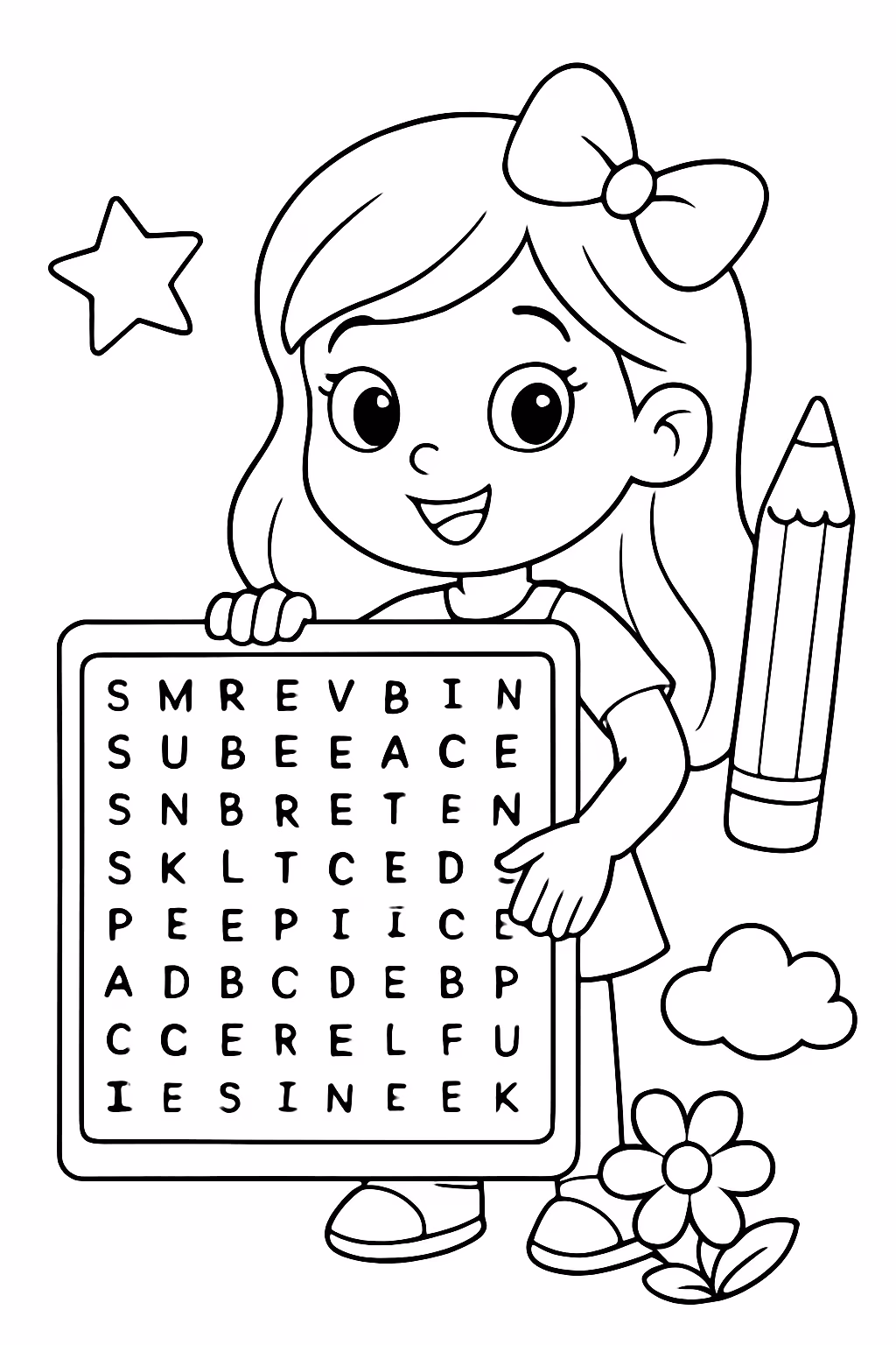 Caca palavras facil para colorir — desenho para imprimir