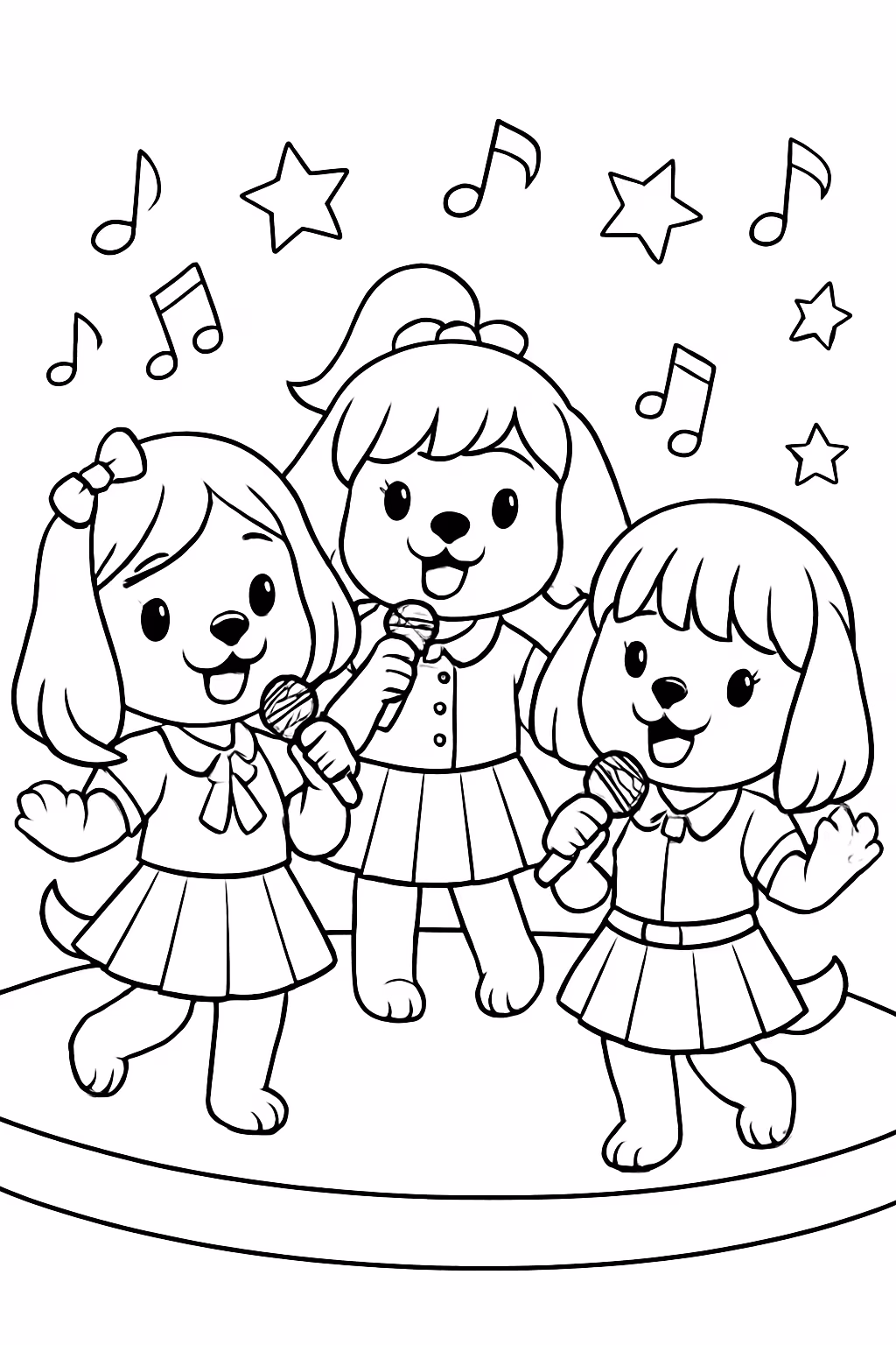 Cachorrinhas cantoras de k pop para colorir — desenho para imprimir