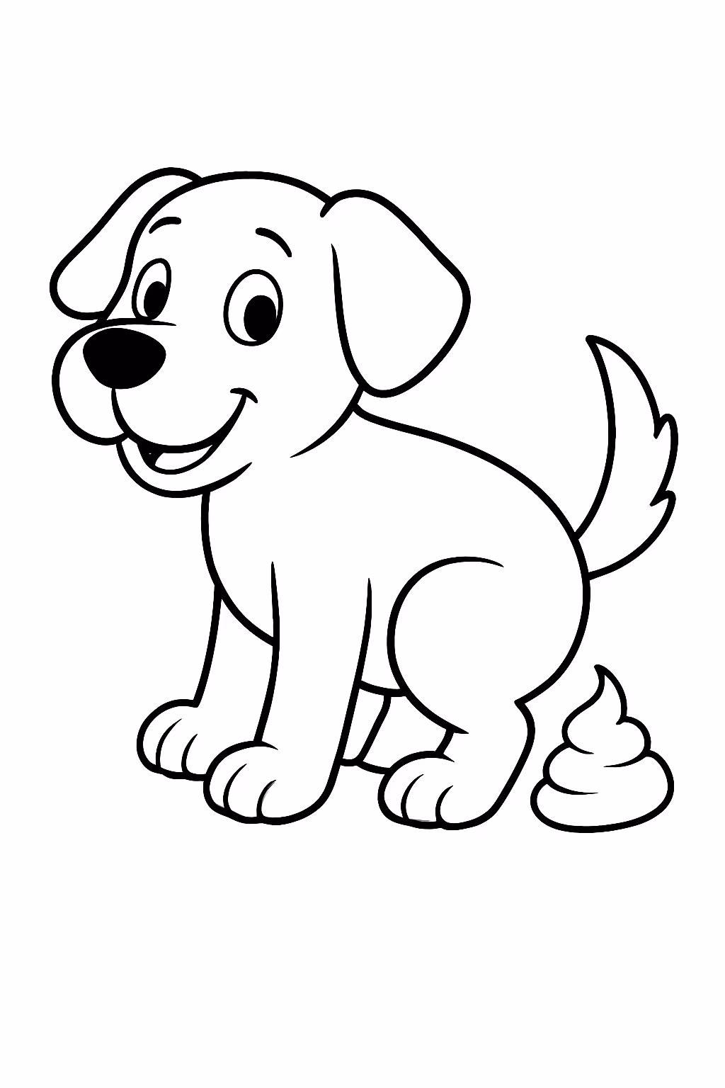 Cachorro fazendo coco que para colorir — desenho para imprimir