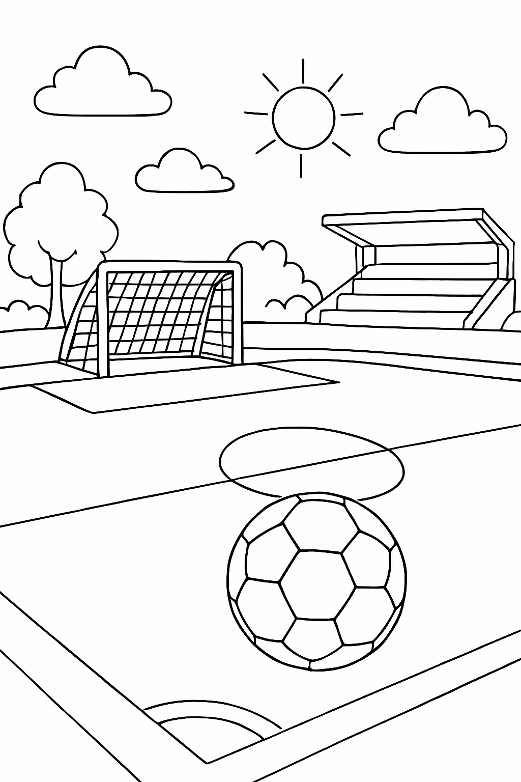 Campo de futebol para colorir — desenho para imprimir