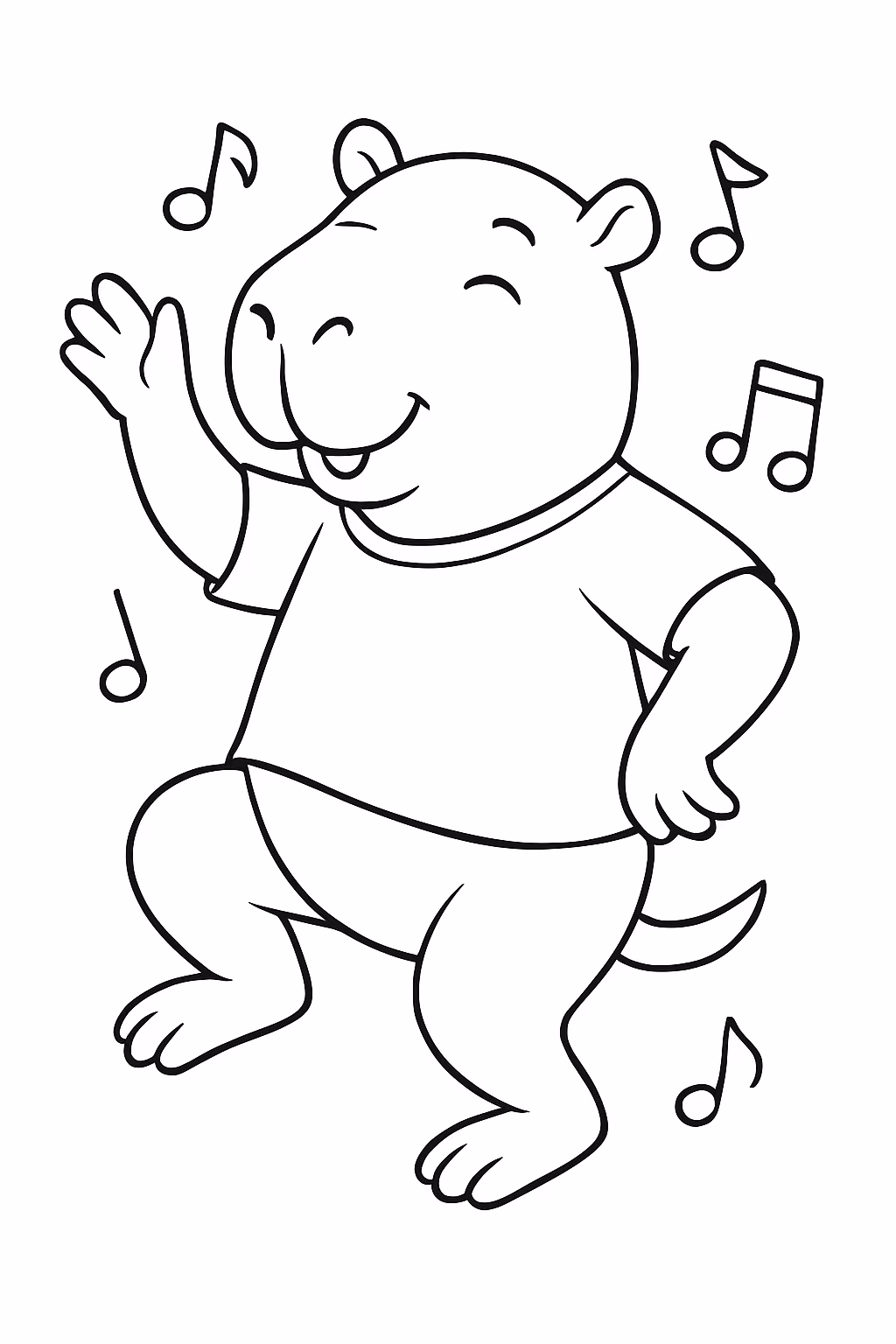 Capivara dancando funk para colorir — desenho para imprimir