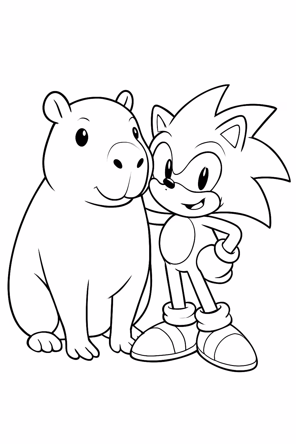 Capivara e sonic juntos com o nome pietra para colorir — desenho para imprimir