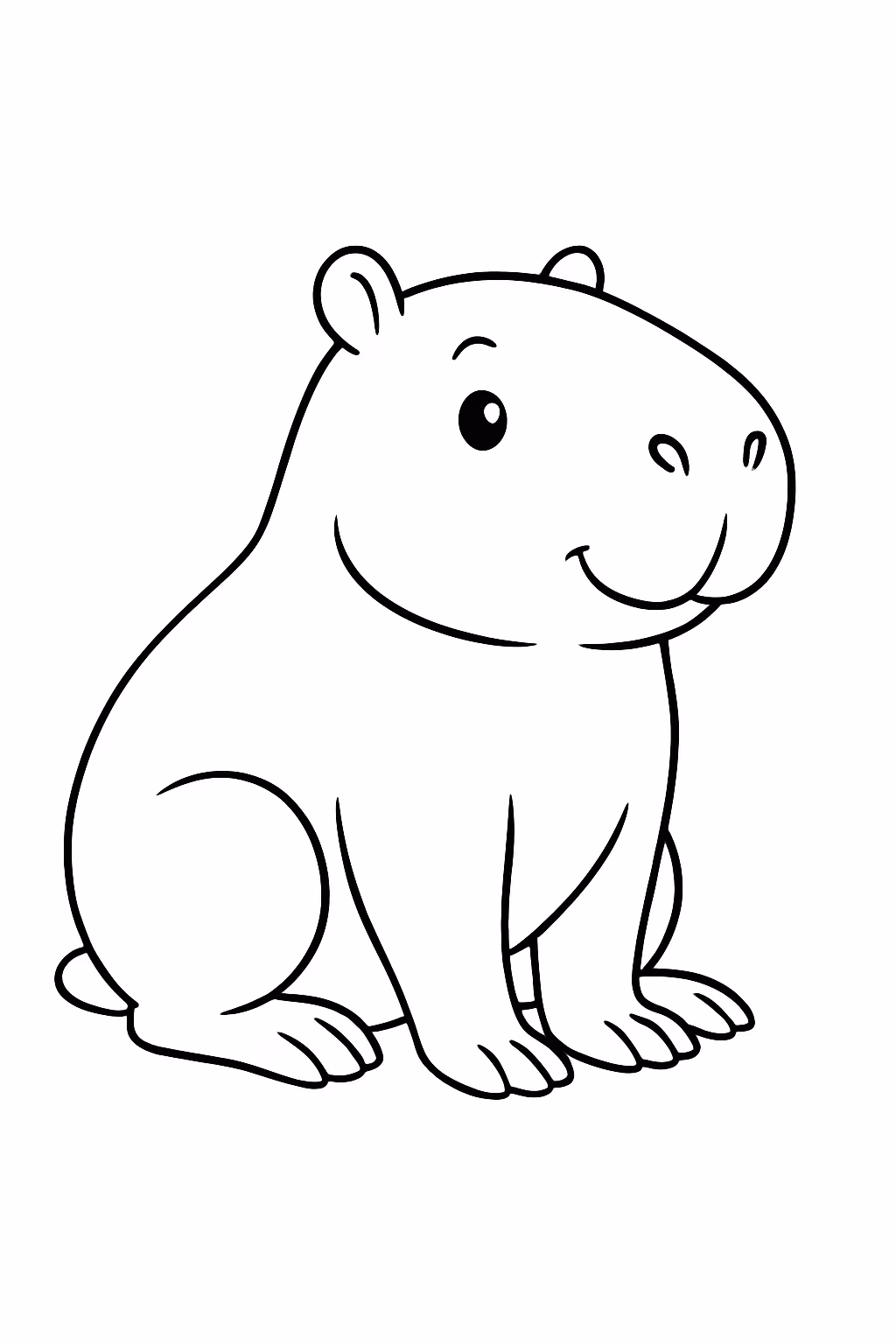 Capivara fofa para colorir — desenho para imprimir
