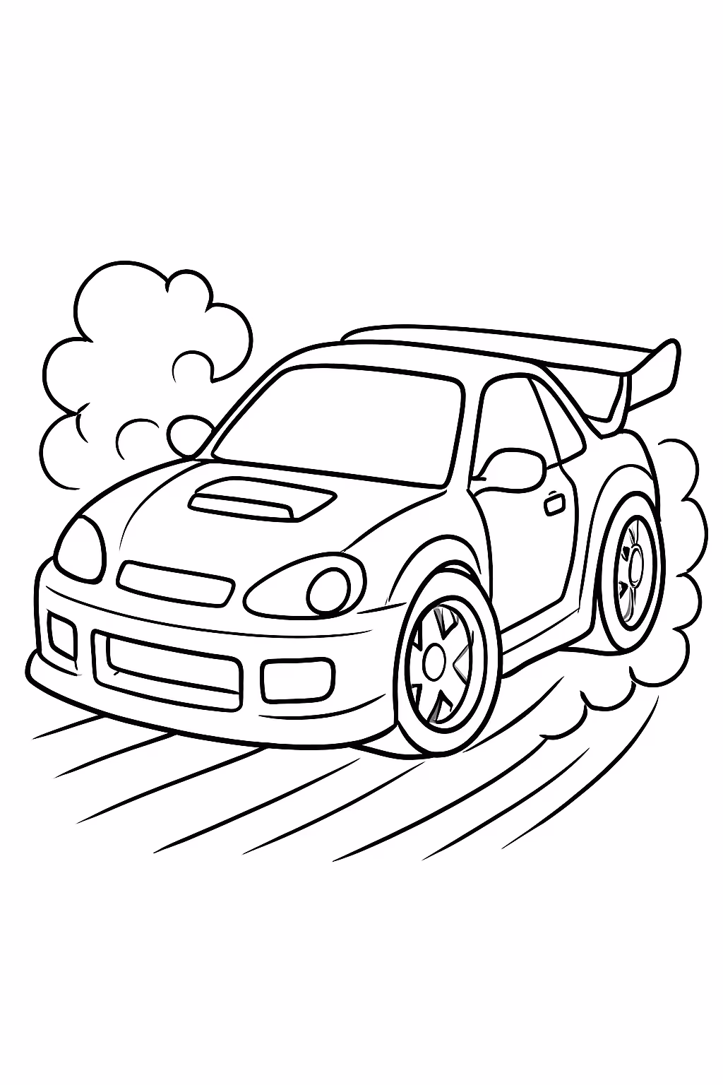 Carro de drift para colorir — desenho para imprimir