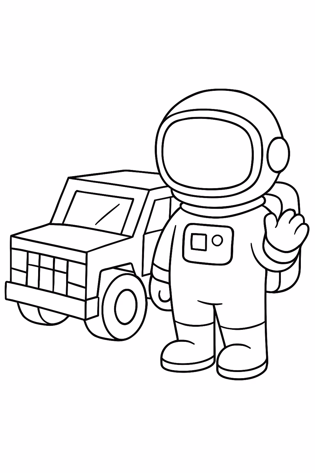 Carro minecraft e astronauta para colorir — desenho para imprimir