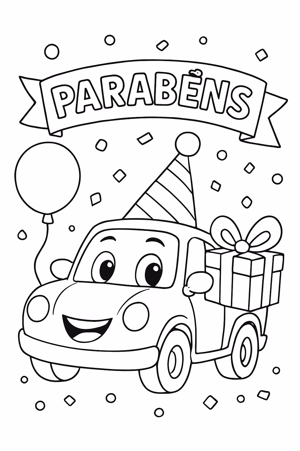 Cars parabens para colorir — desenho para imprimir