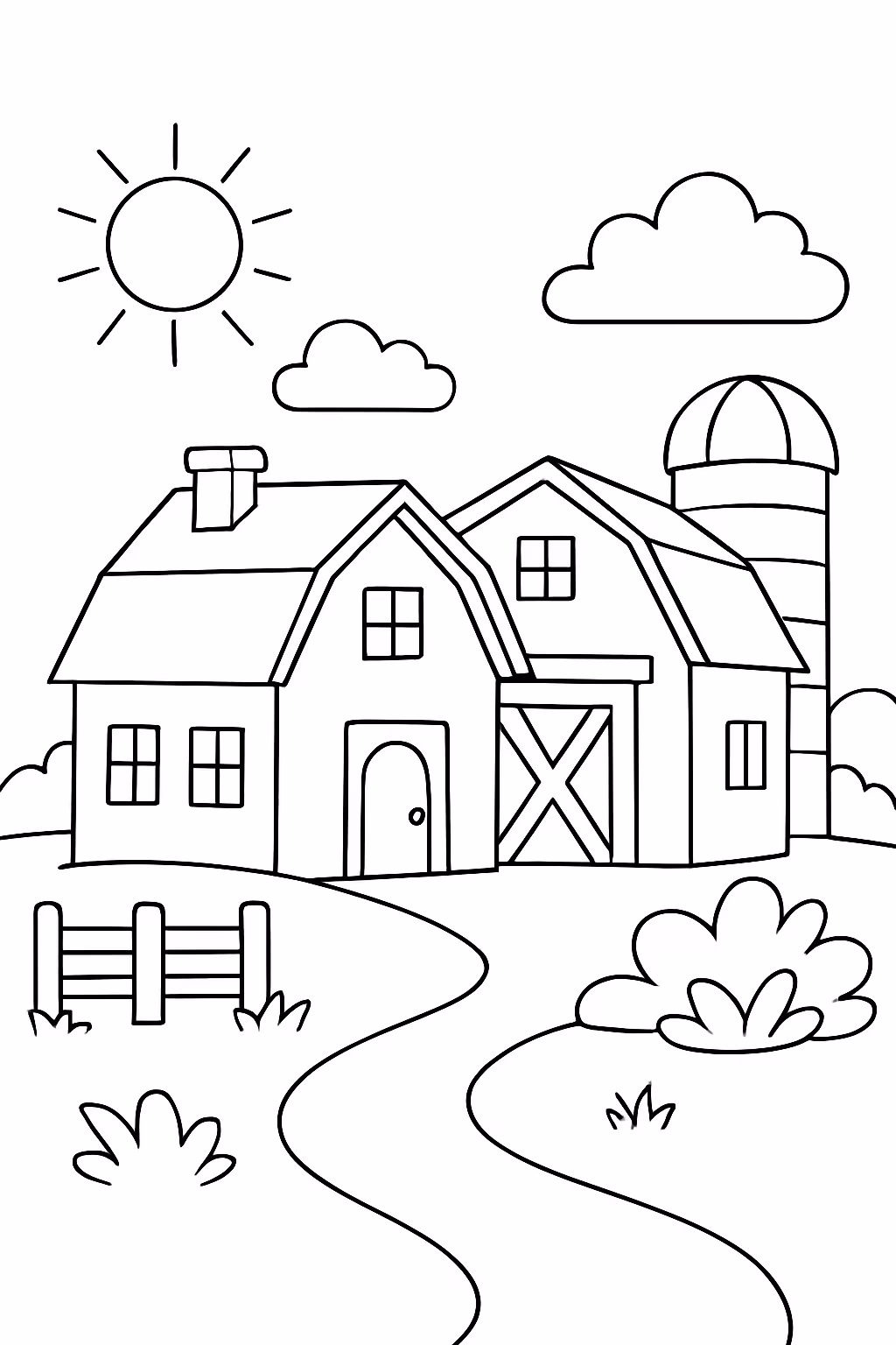 Casa da fazenda para colorir — desenho para imprimir