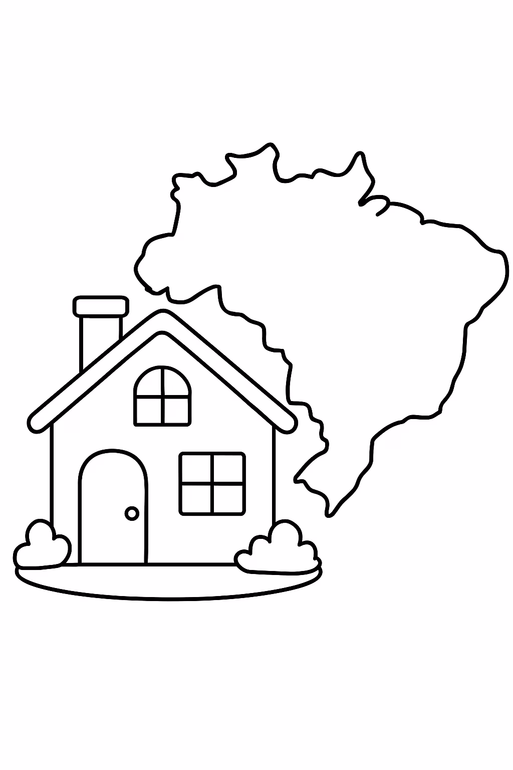 Casa e mapa do brasil para colorir — desenho para imprimir
