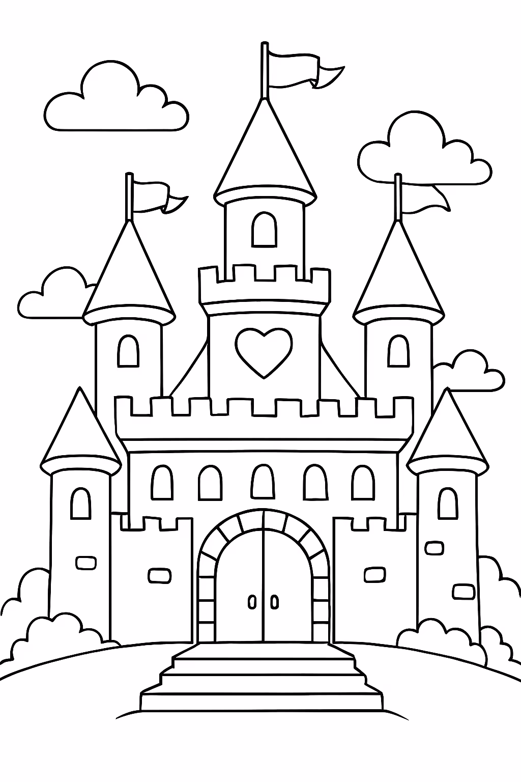 Castelo de princesas para colorir — desenho para imprimir