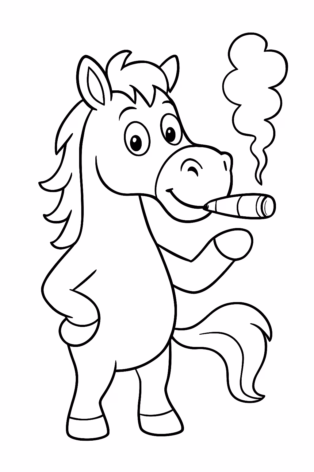 Cavalo fumando charuto para colorir — desenho para imprimir