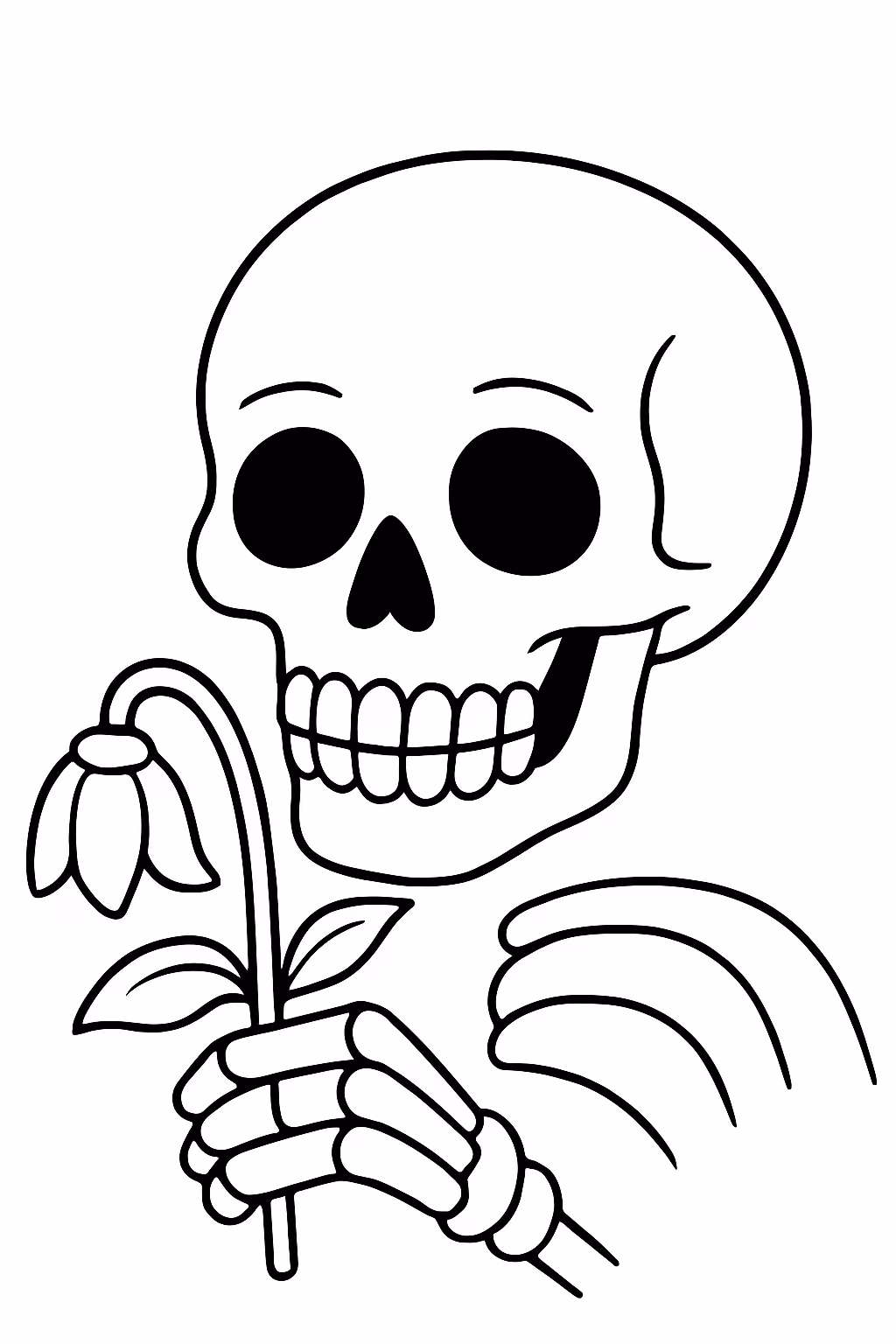 Caveira com flor morta para colorir — desenho para imprimir