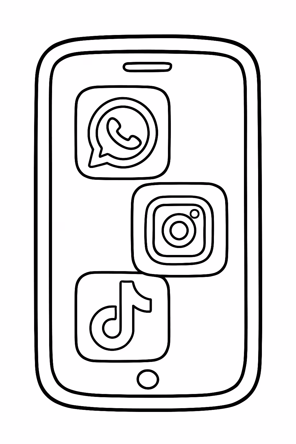 Celular com watssapp e intragram e tik tok para colorir — desenho para imprimir