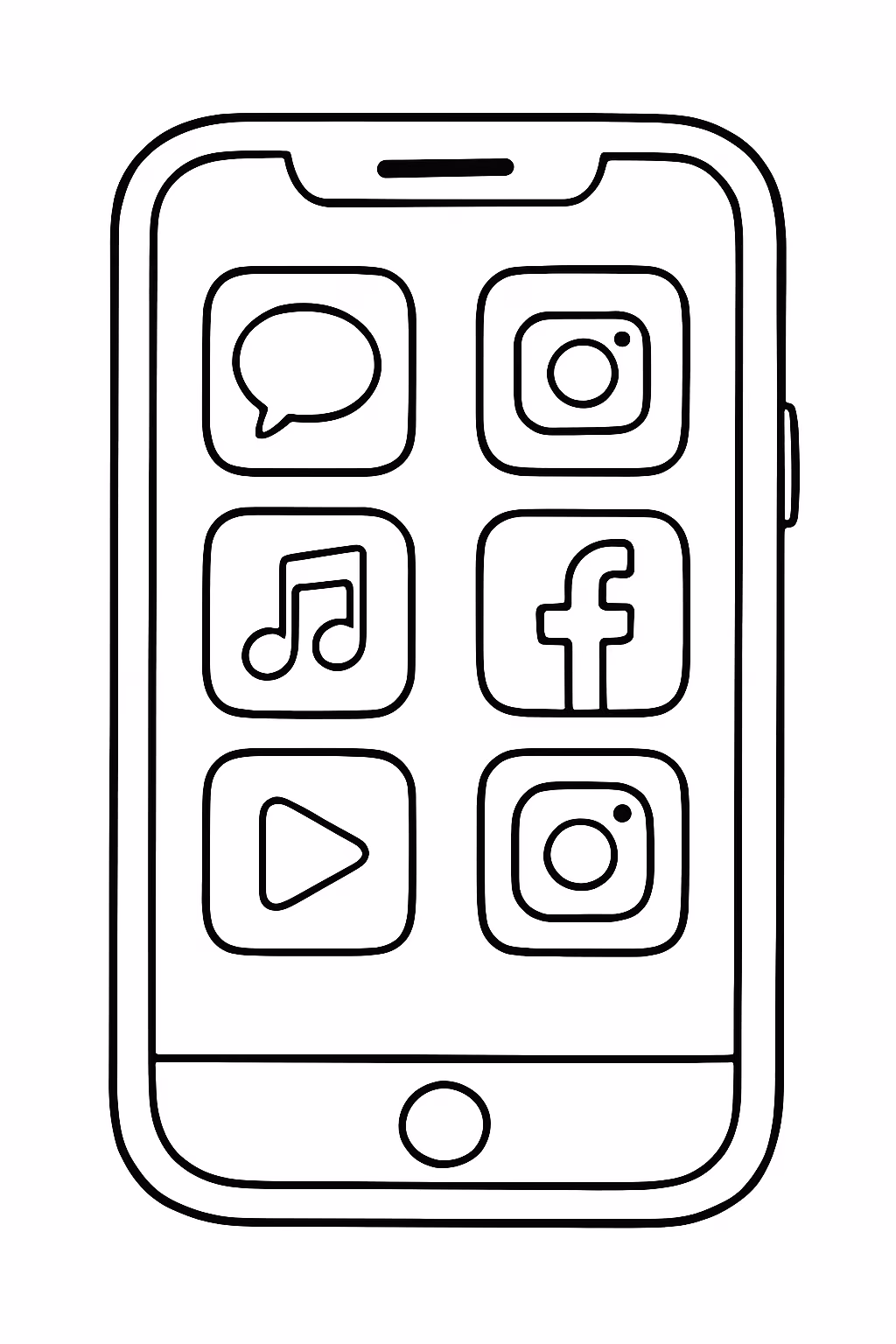 Celular com watssapp e intragram e tik tok facebook netfliz para colorir — desenho para imprimir