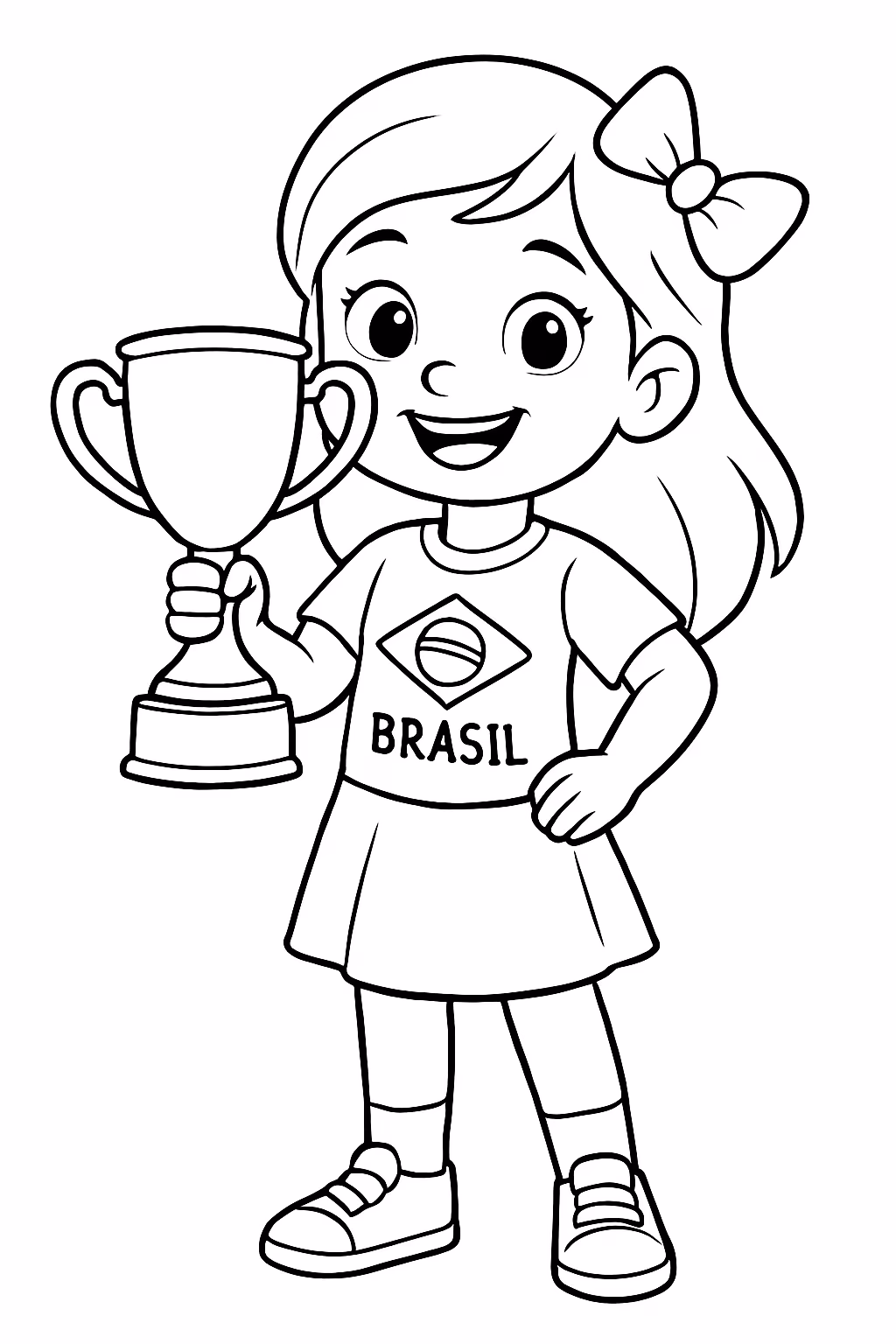 Colocar uma menina com a roupa do brasil e o para colorir — desenho para imprimir