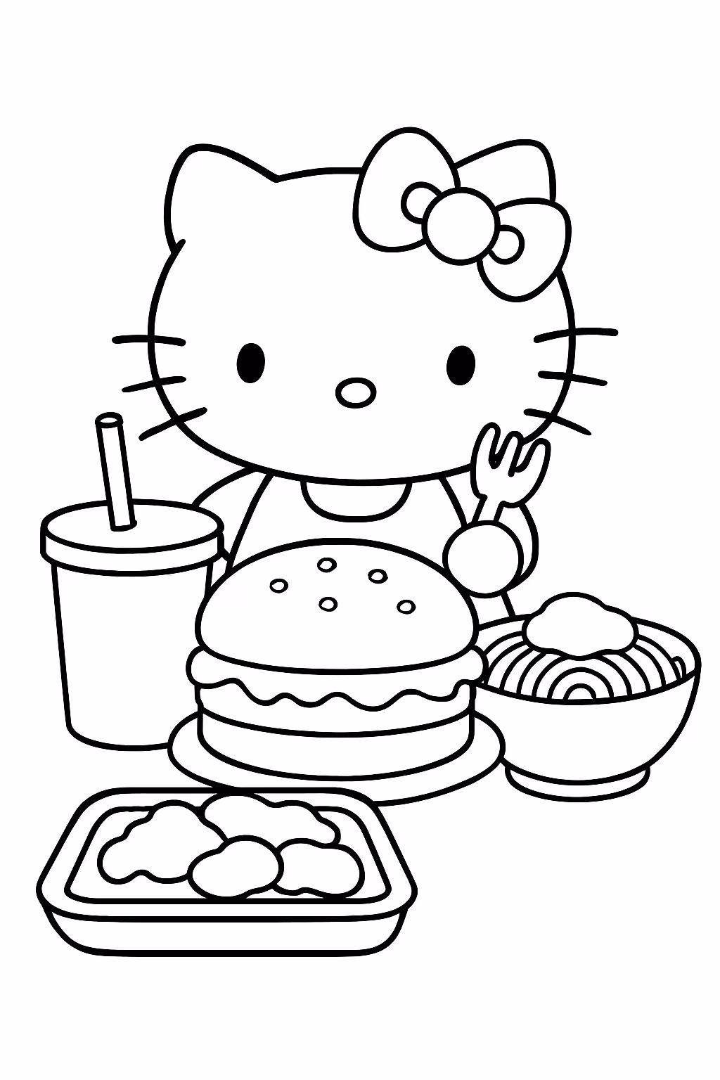 Comidas de hello kity para colorir — desenho para imprimir