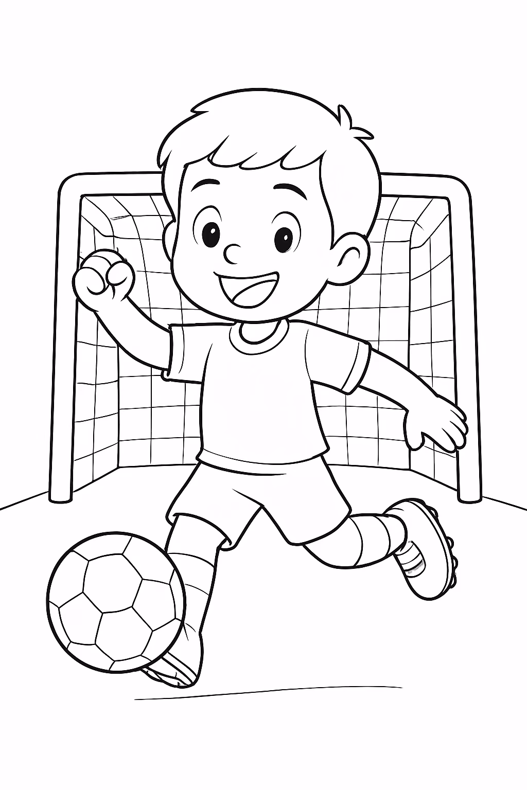 Copa do mundo com um menino fazendo gool chamado bento para colorir — desenho para imprimir