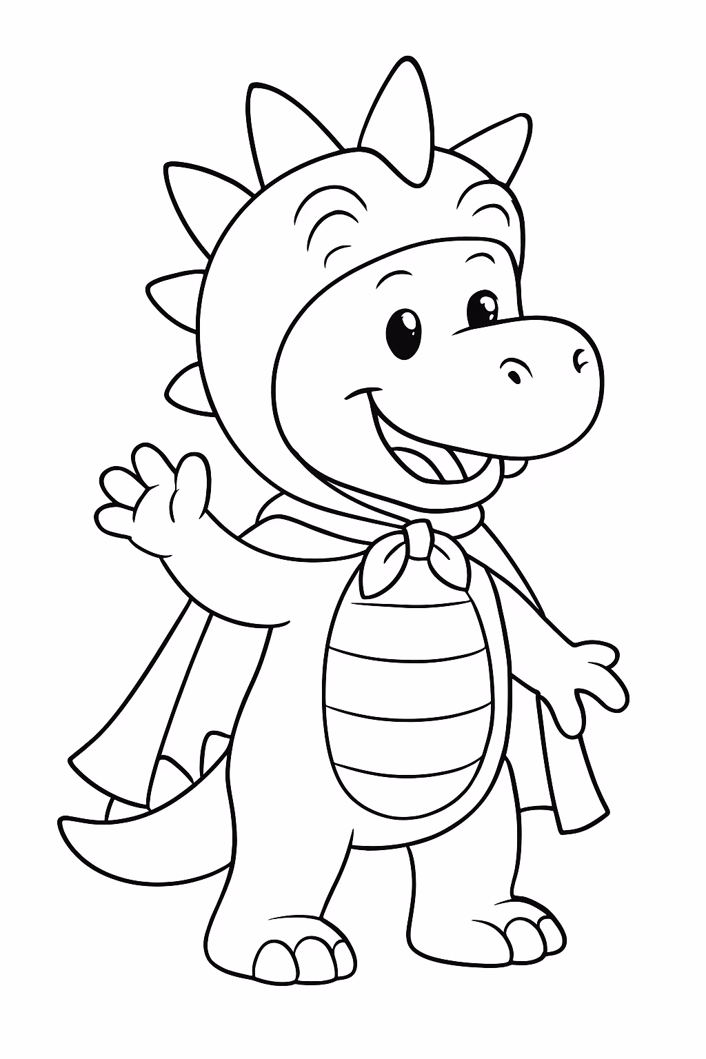 Criar um dinossauro fantasiado para colorir — desenho para imprimir