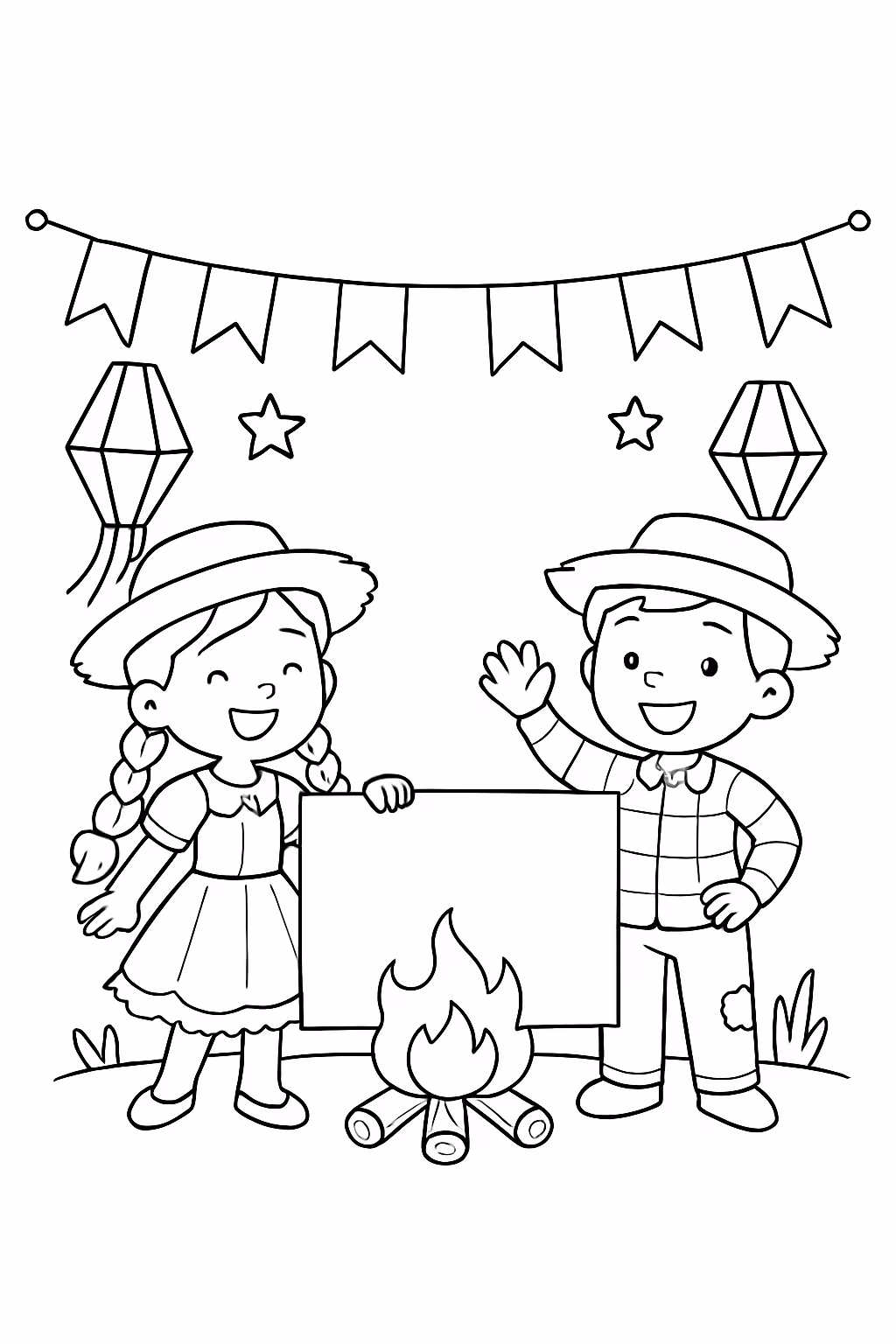 Criar um painel sobre a festa junina a turma 5o para colorir — desenho para imprimir