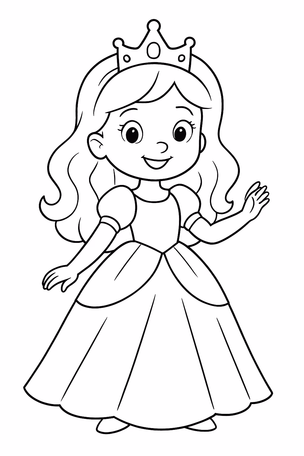 Criar uma princesa pequena para colorir — desenho para imprimir