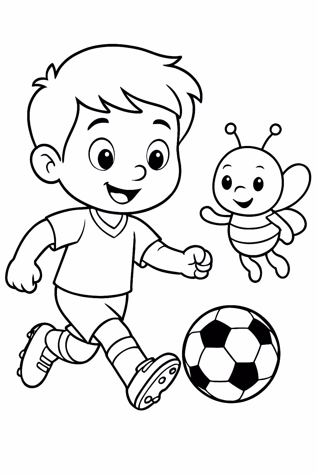 Crie hugo jogador de futebol e junto bambobee para colorir — desenho para imprimir