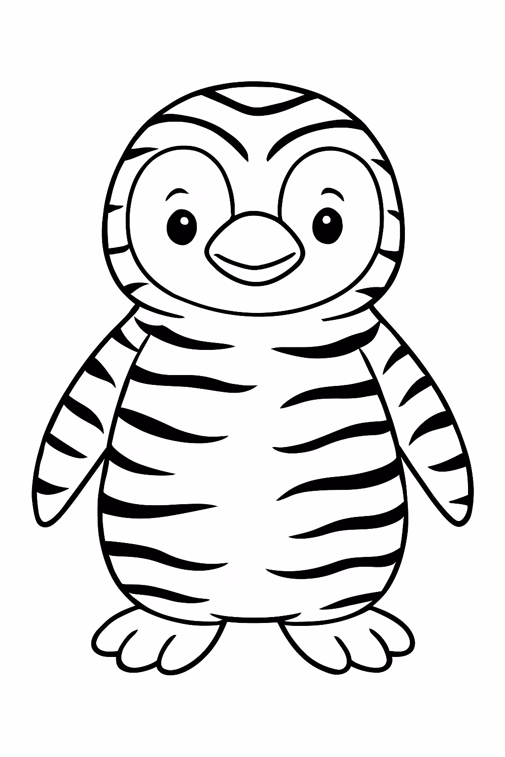Crie um pinguim com listras de tigre para colorir — desenho para imprimir