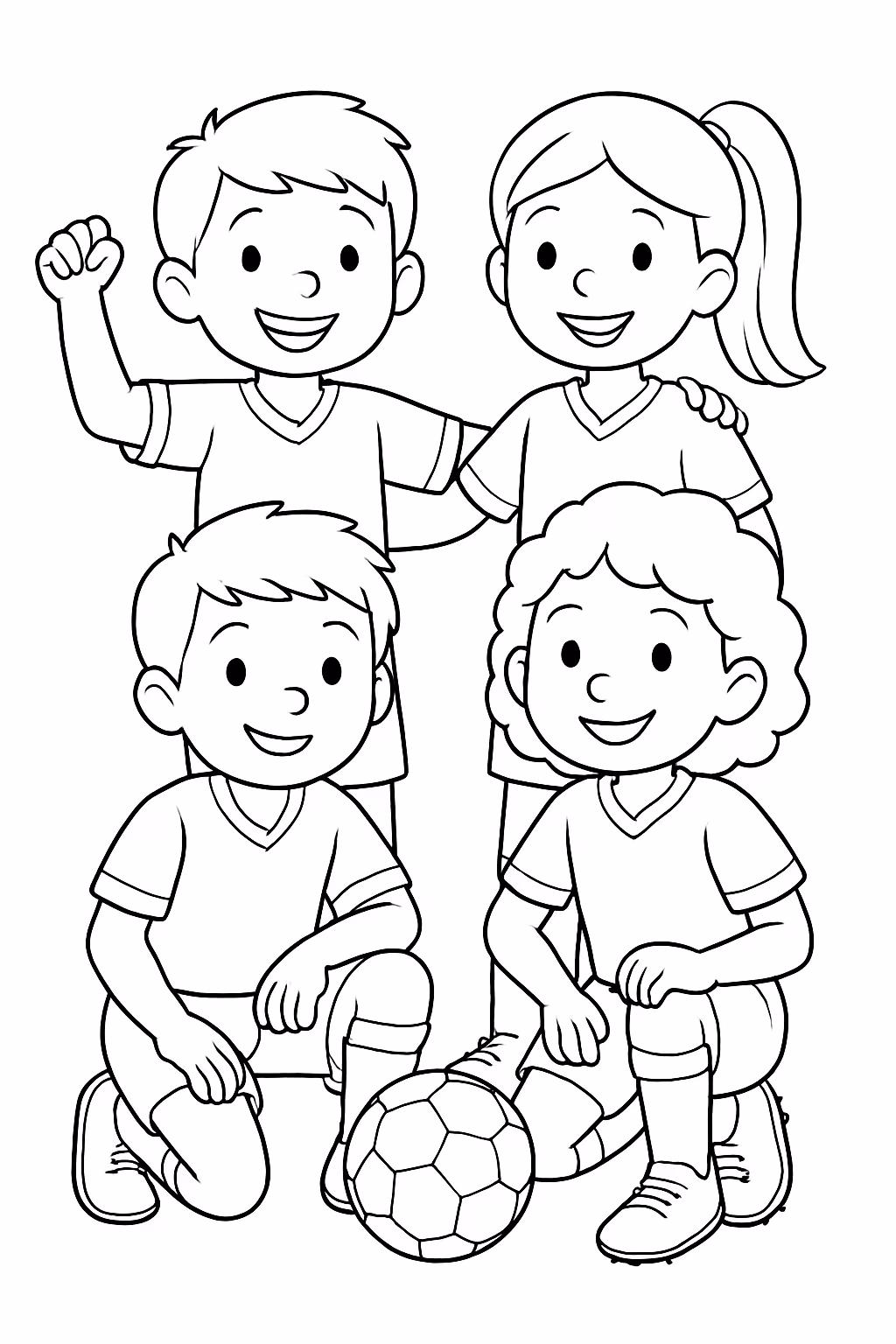 Crie um time de futebol para colorir — desenho para imprimir