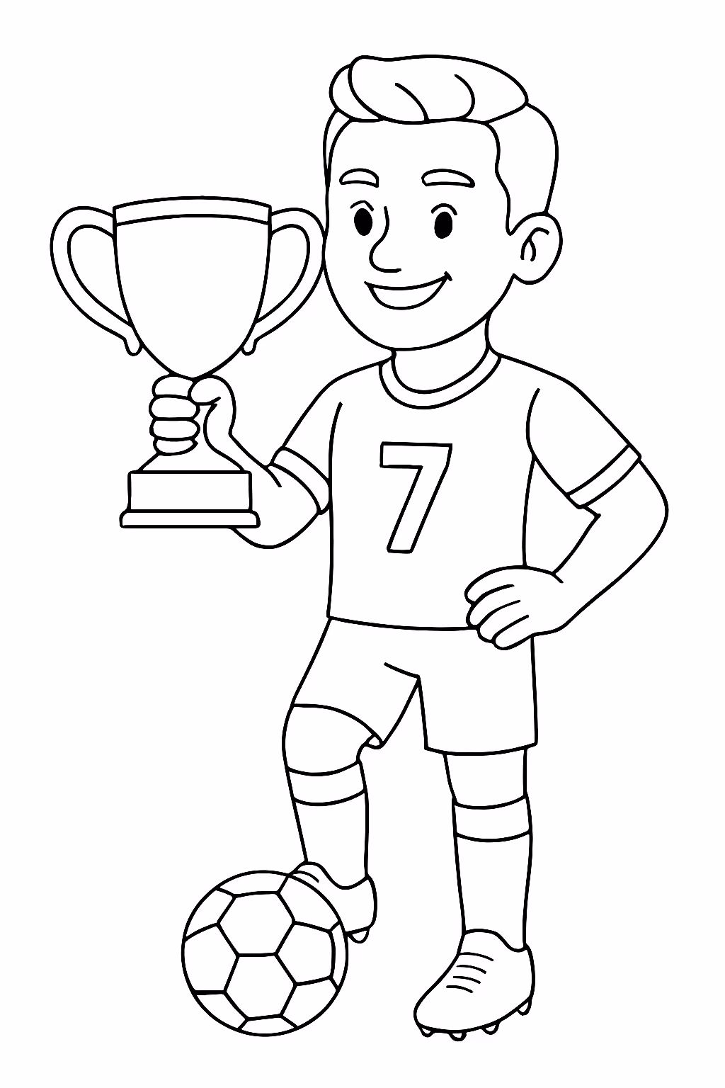Cristiano ronaldo e a taca de ouro para colorir — desenho para imprimir