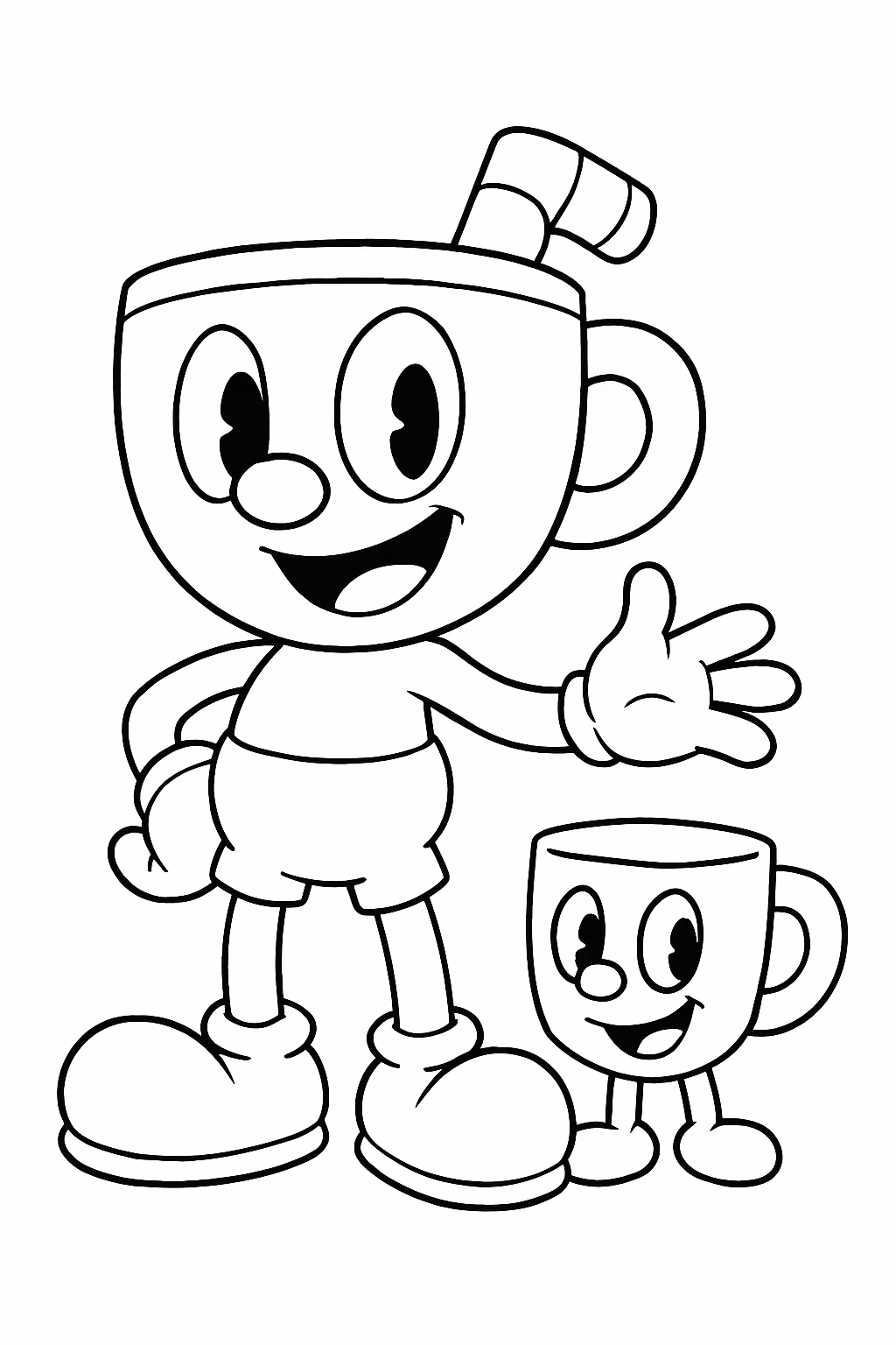 Cuphead chicrinho e caneco para colorir — desenho para imprimir