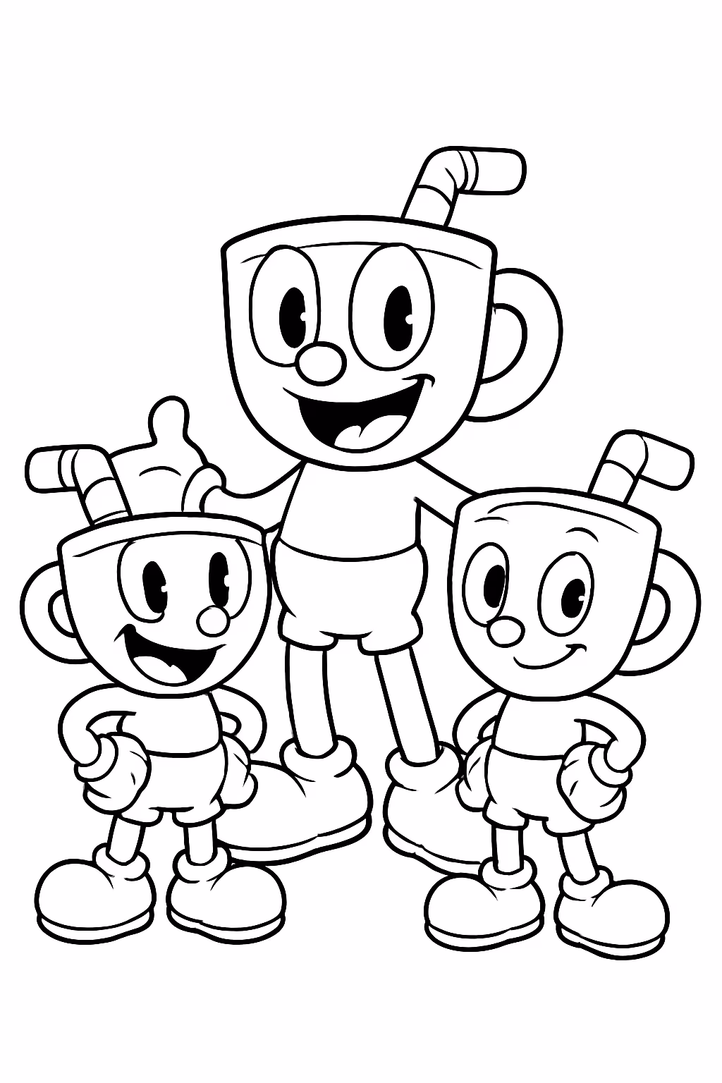 Cuphead chicrinho e caneco variados para colorir — desenho para imprimir