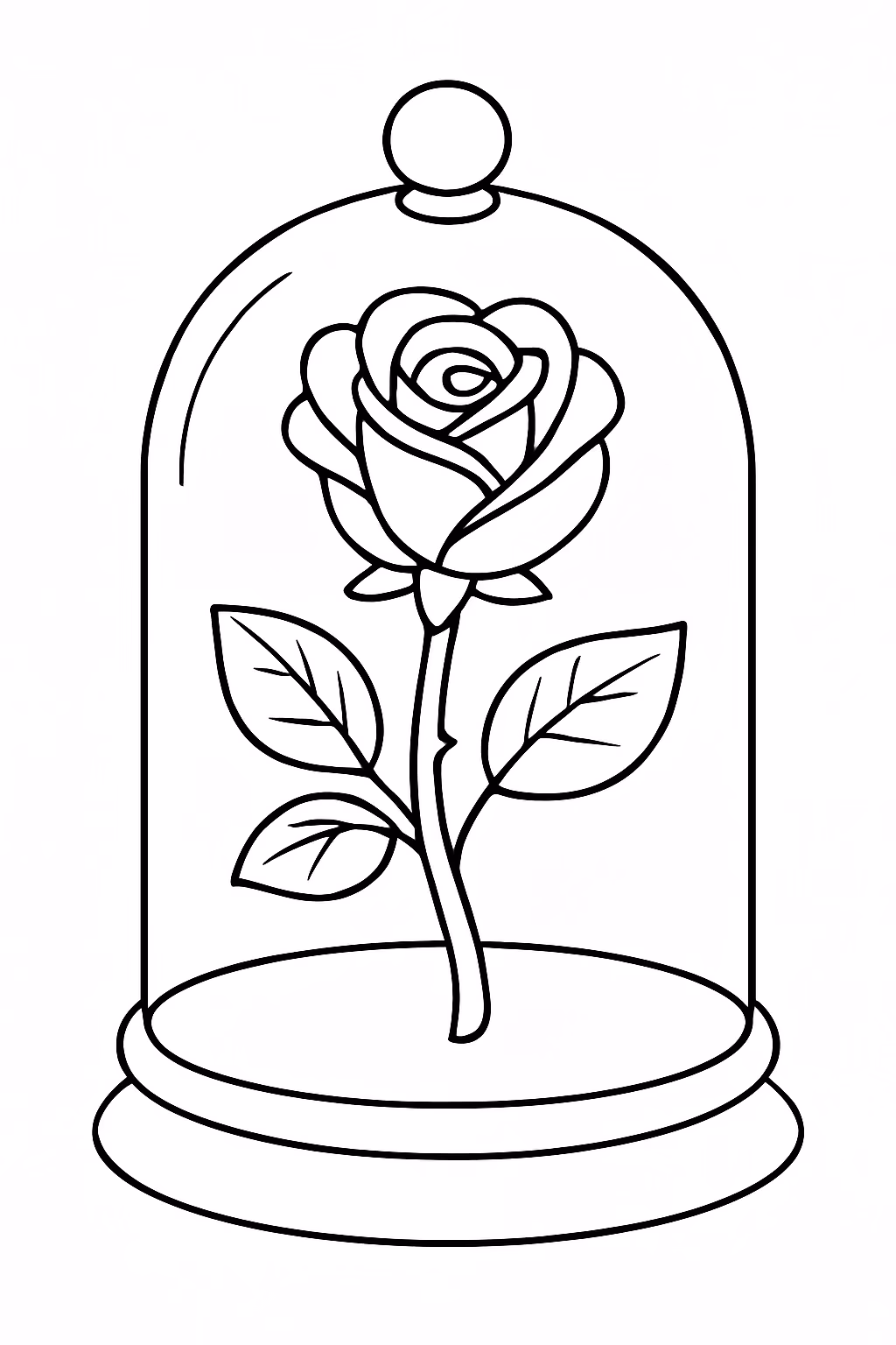 Cupula com uma rosa para colorir — desenho para imprimir