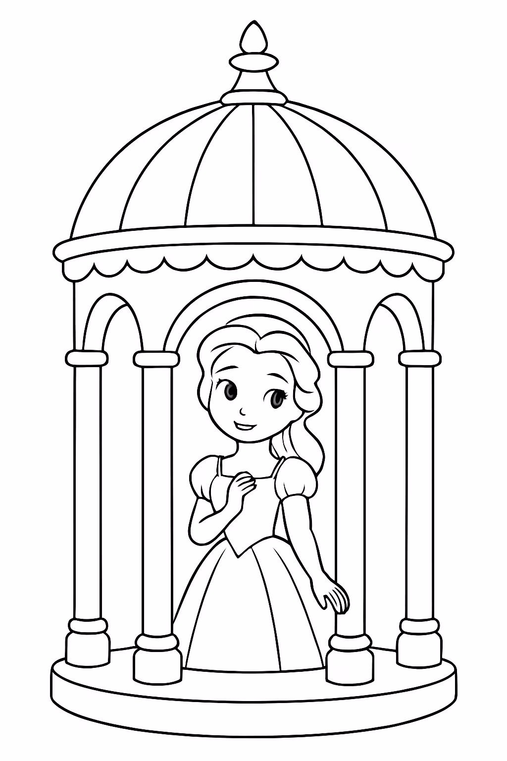 Cupula da bela e a fera para colorir — desenho para imprimir