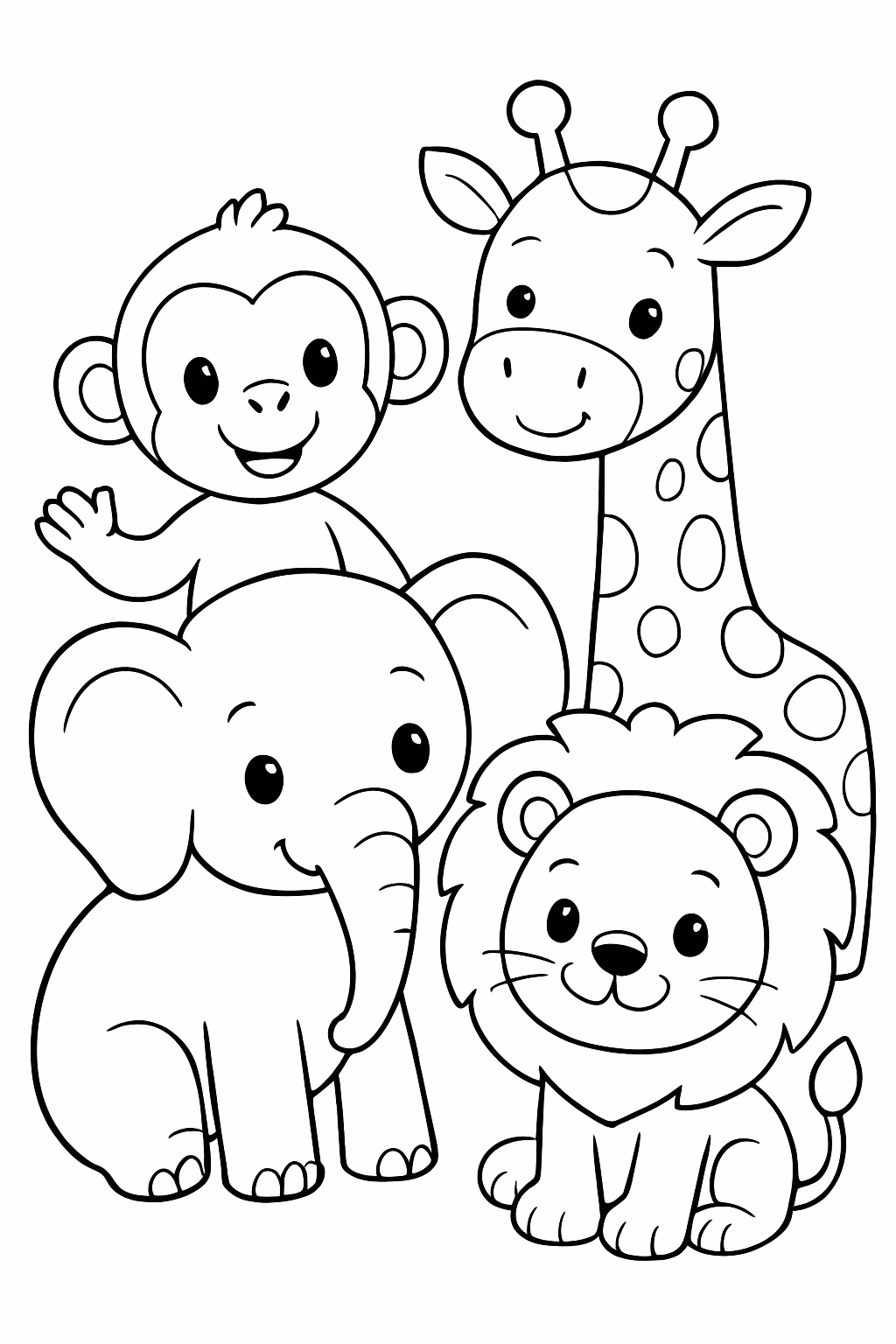 De animais fofo para colorir — desenho para imprimir