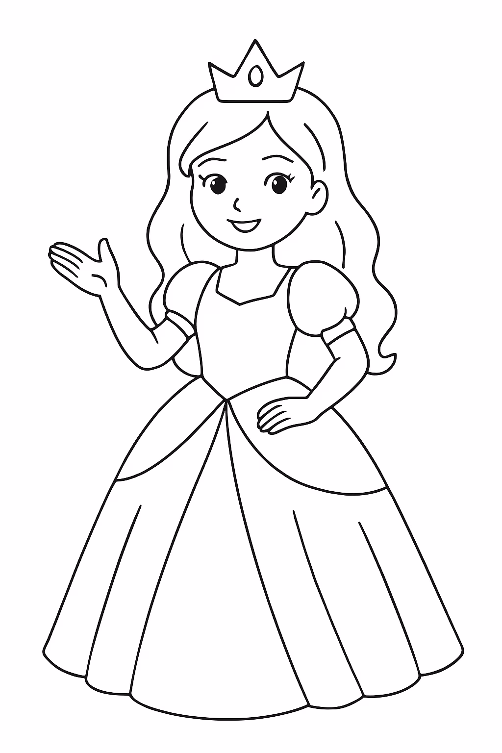 De uma princesa para colorir — desenho para imprimir