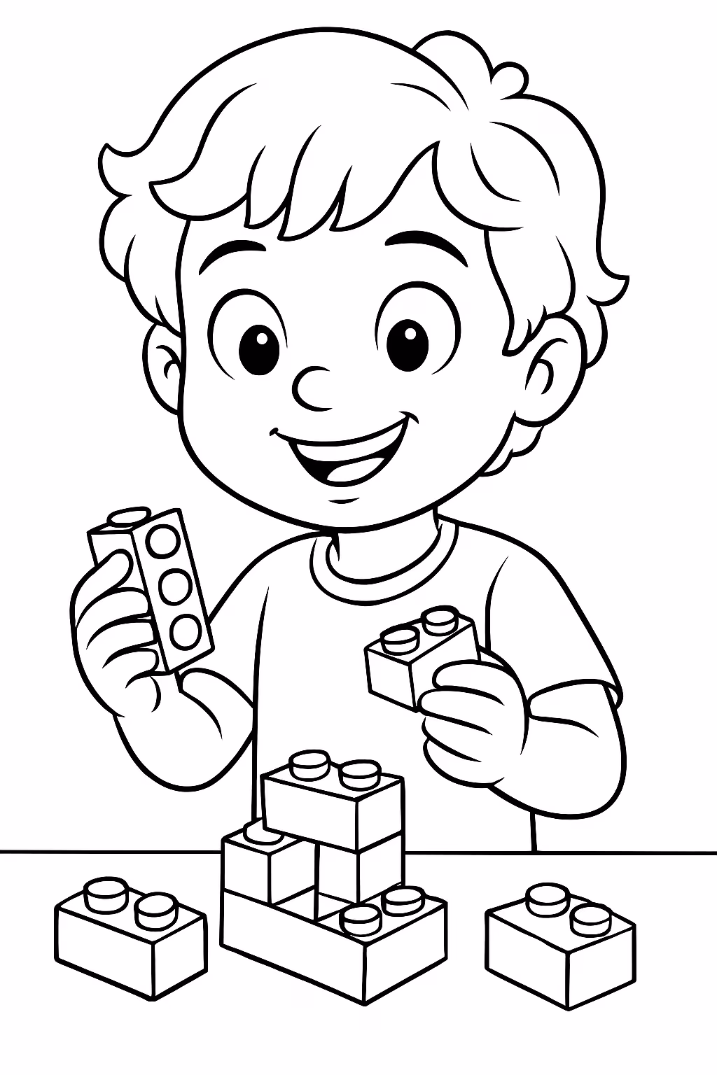 De crinca masculina anos cabelos lisos e ondulados com legos para colorir — desenho para imprimir