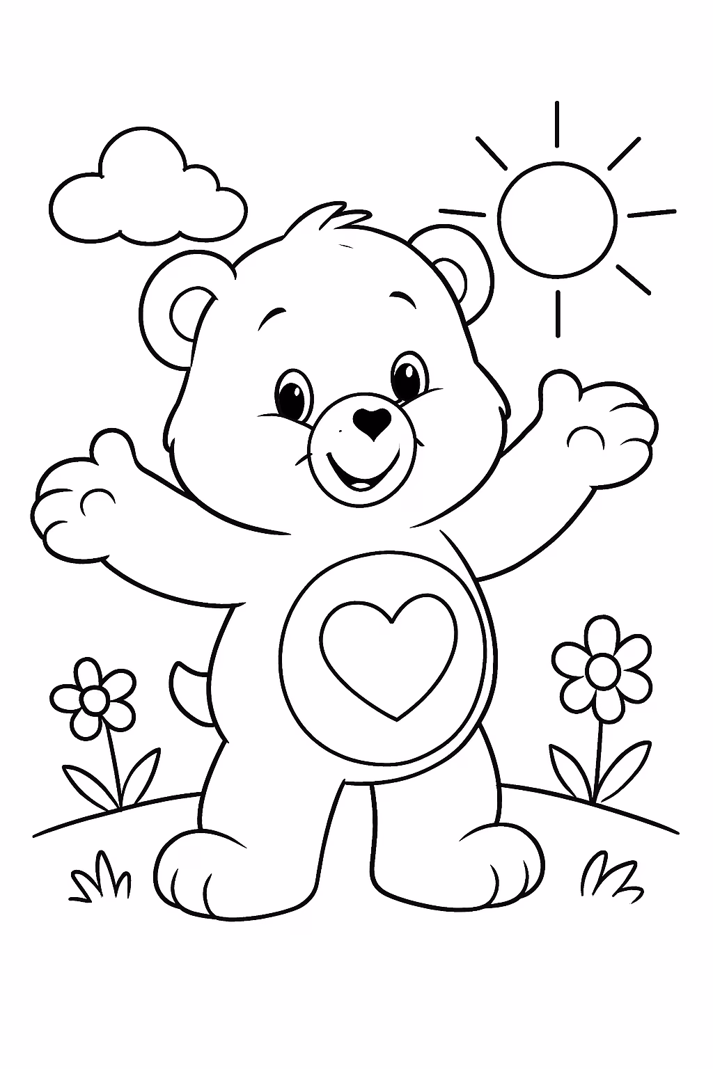 Ursinhos carinhosos para colorir — desenho para imprimir