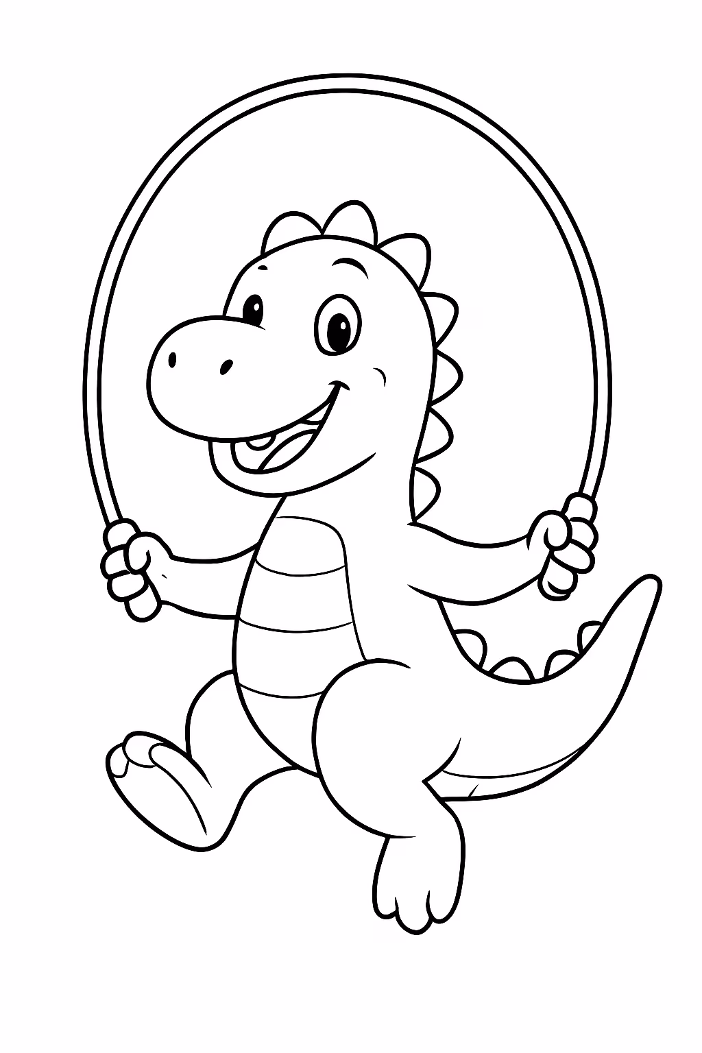 Dinossauro pulando corda para colorir — desenho para imprimir