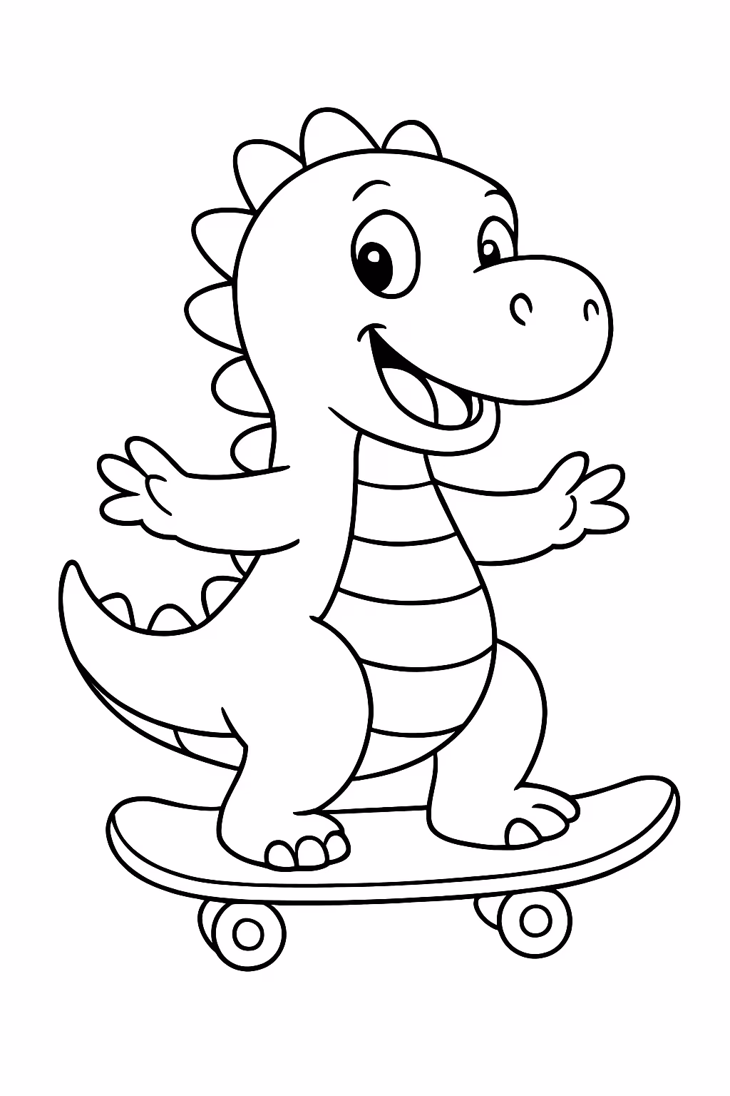 Dinossauro skatista para colorir — desenho para imprimir