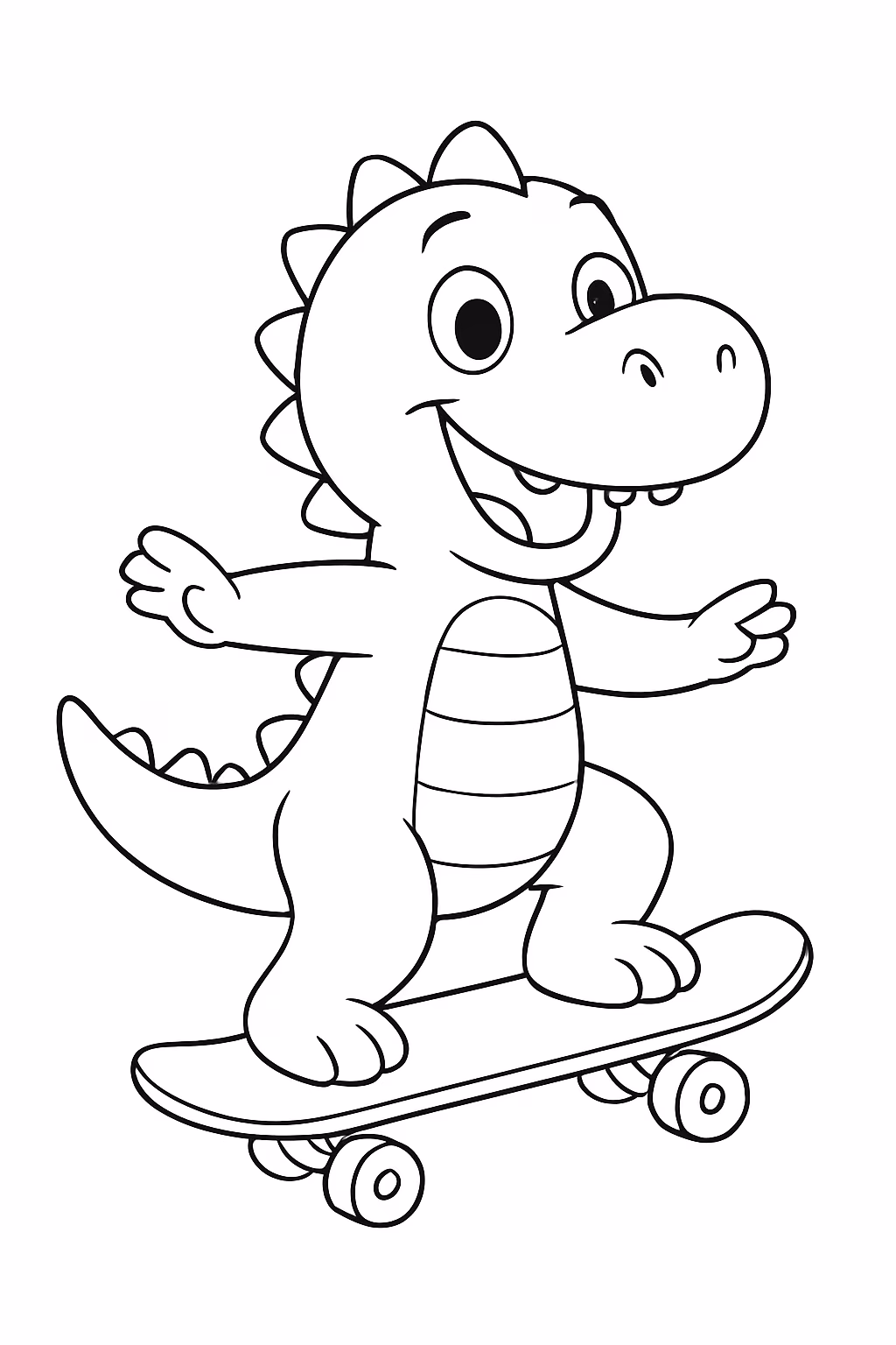 Dinossauro skatistaguiix para colorir — desenho para imprimir