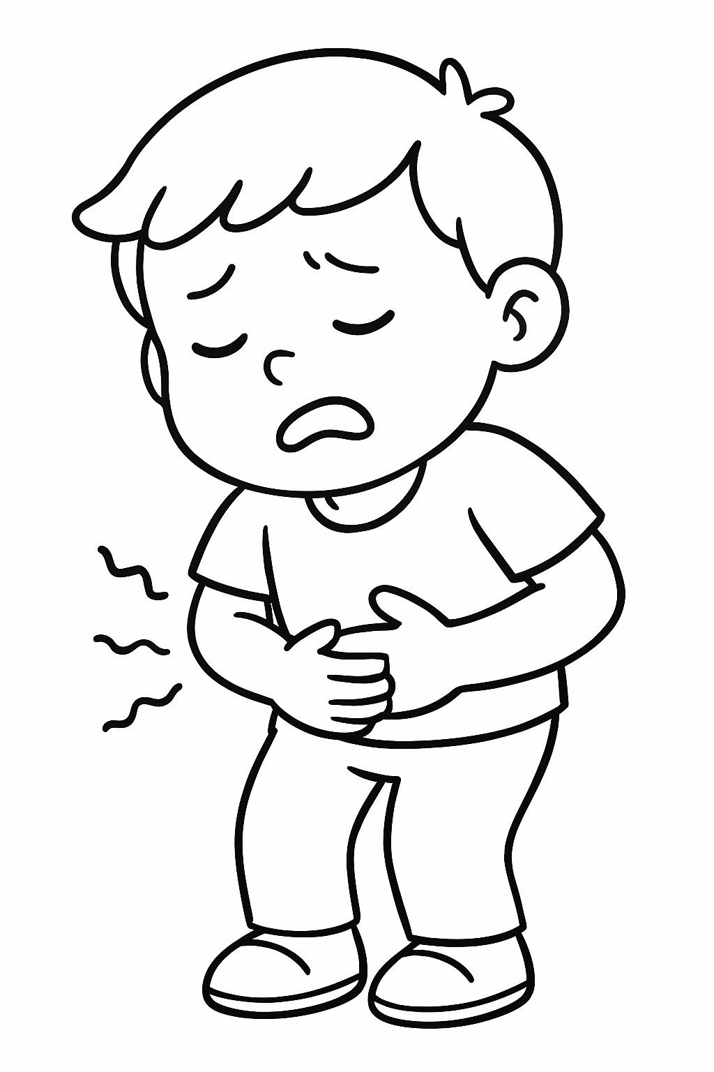 Dor de barriga para colorir — desenho para imprimir