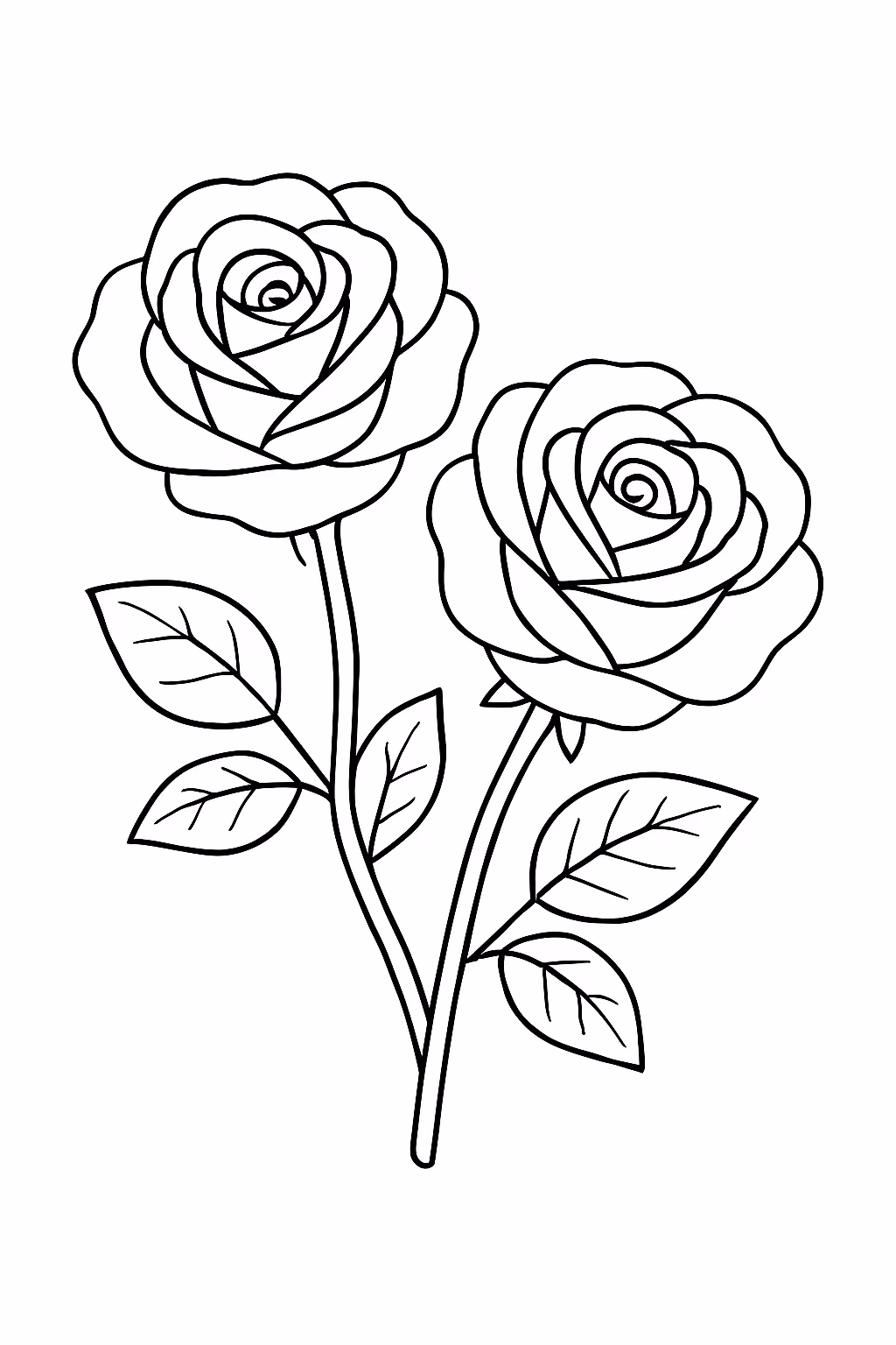 Dos rosas para colorir — desenho para imprimir