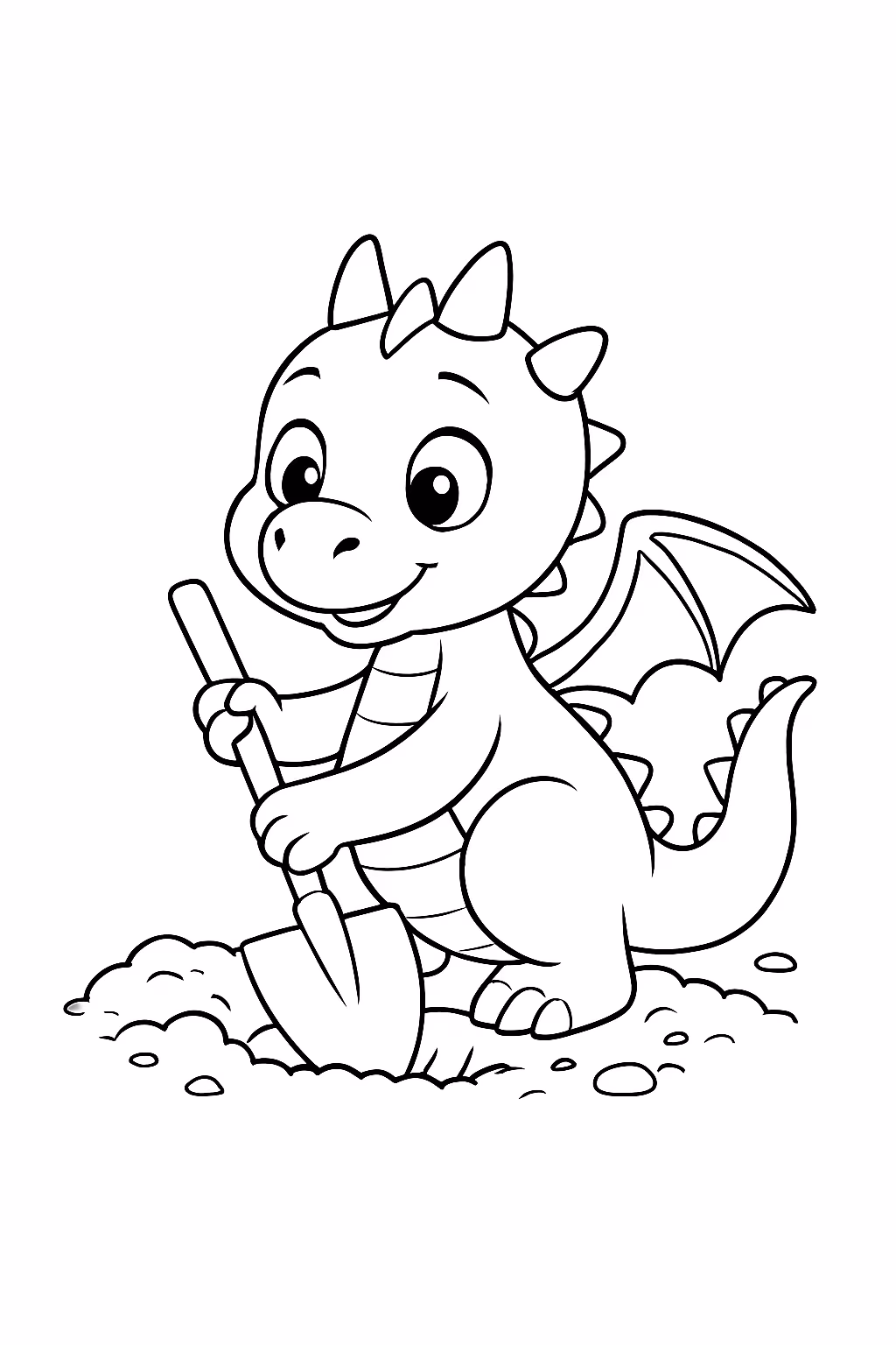 Dragao pequeno cavador para colorir — desenho para imprimir