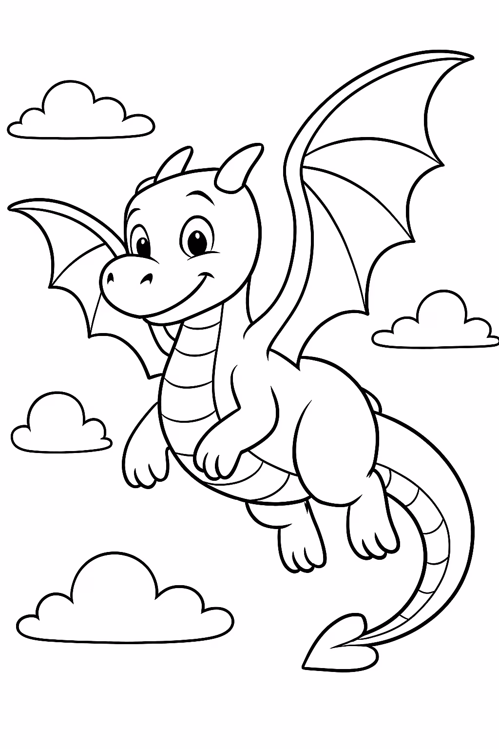 Dragao voador sem chifres para colorir — desenho para imprimir