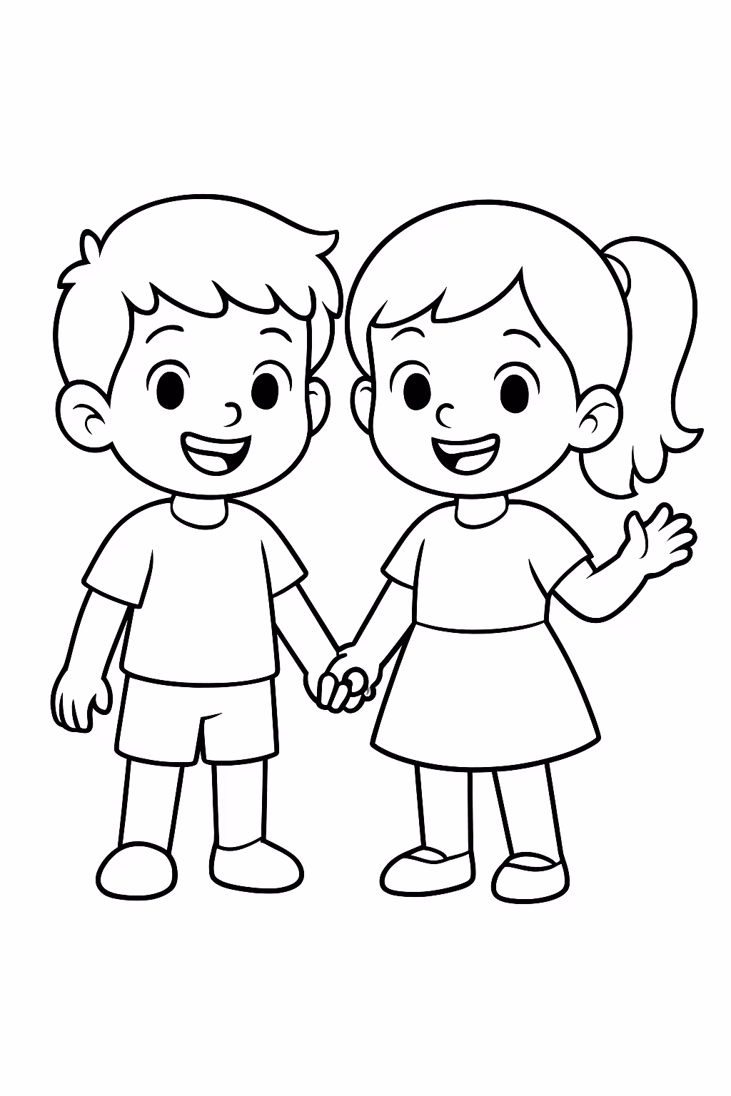 Duas criancas para colorir — desenho para imprimir