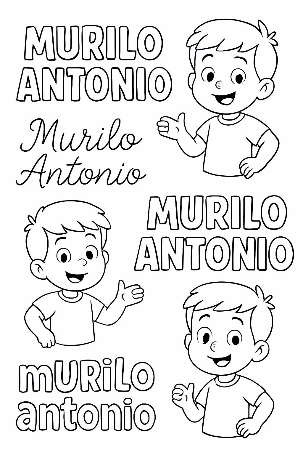 Ecrever o nome murilo antonio com varias formas ortograficas pelo para colorir — desenho para imprimir